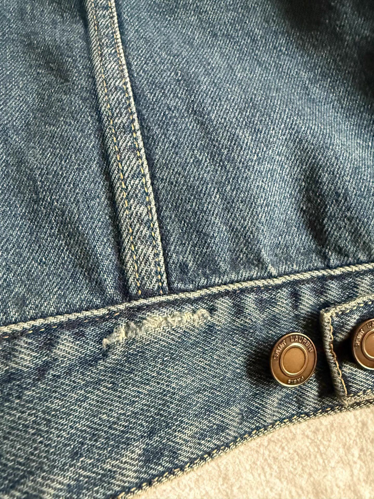 Saint Laurent Paris Blue Denim Jacket with Button Front Size US L / EU 52-54 / 3 - 9 Thumbnail