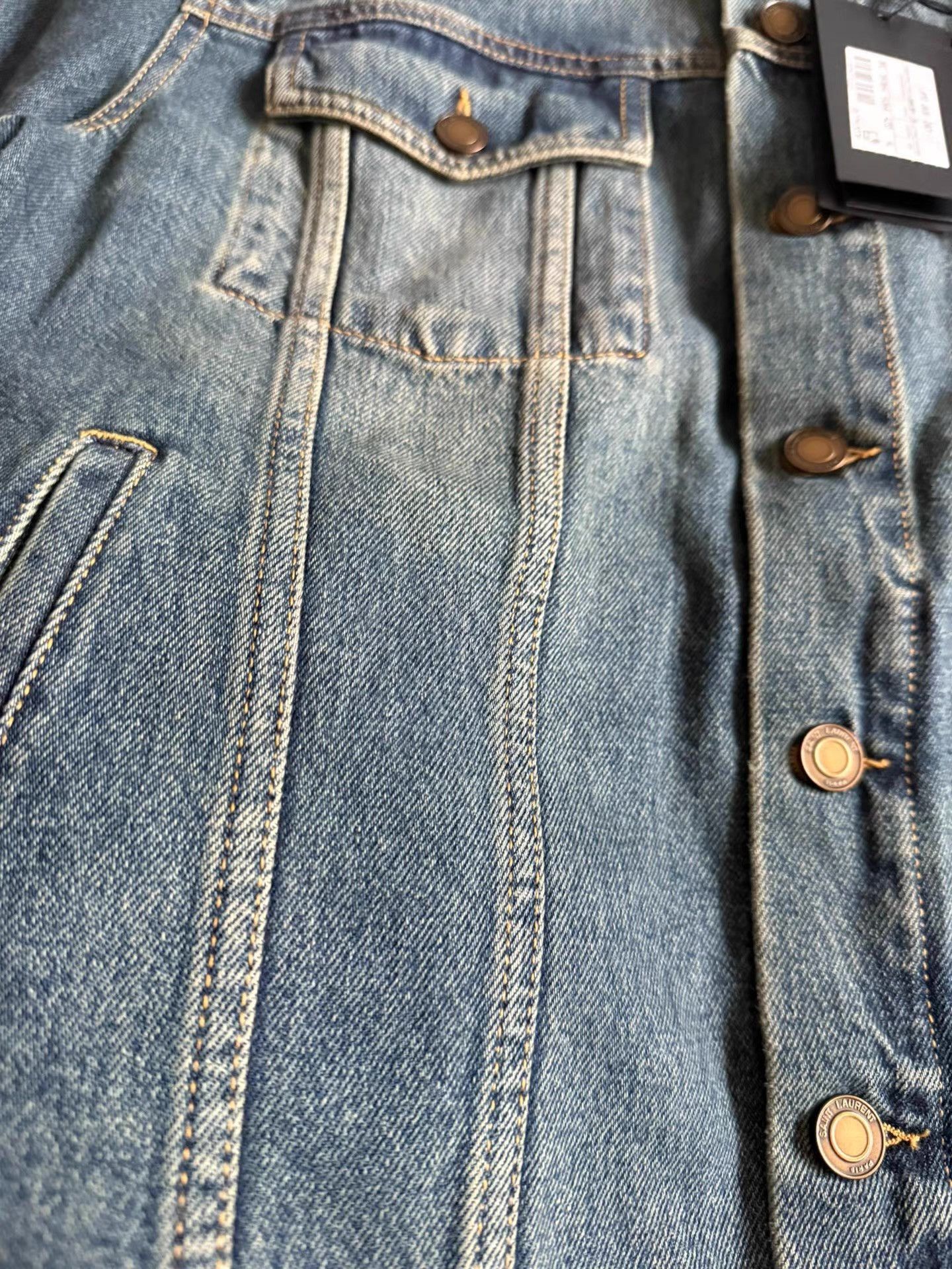 Saint Laurent Paris Blue Denim Jacket with Button Front Size US L / EU 52-54 / 3 - 5 Thumbnail