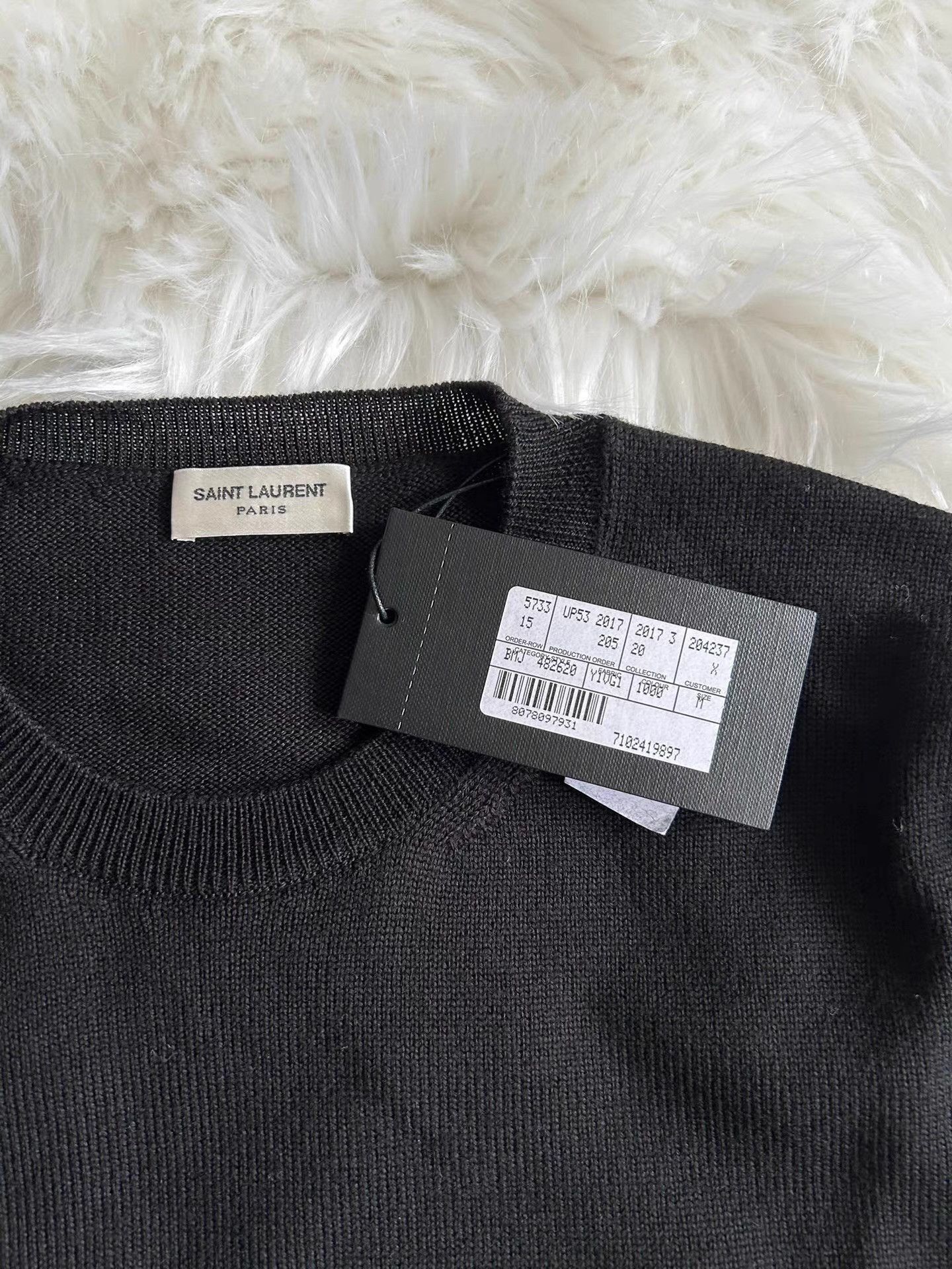 Saint Laurent Paris Black Long Sleeve Sweater with Red Arm Patch Size US M / EU 48-50 / 2 - 2 Thumbnail