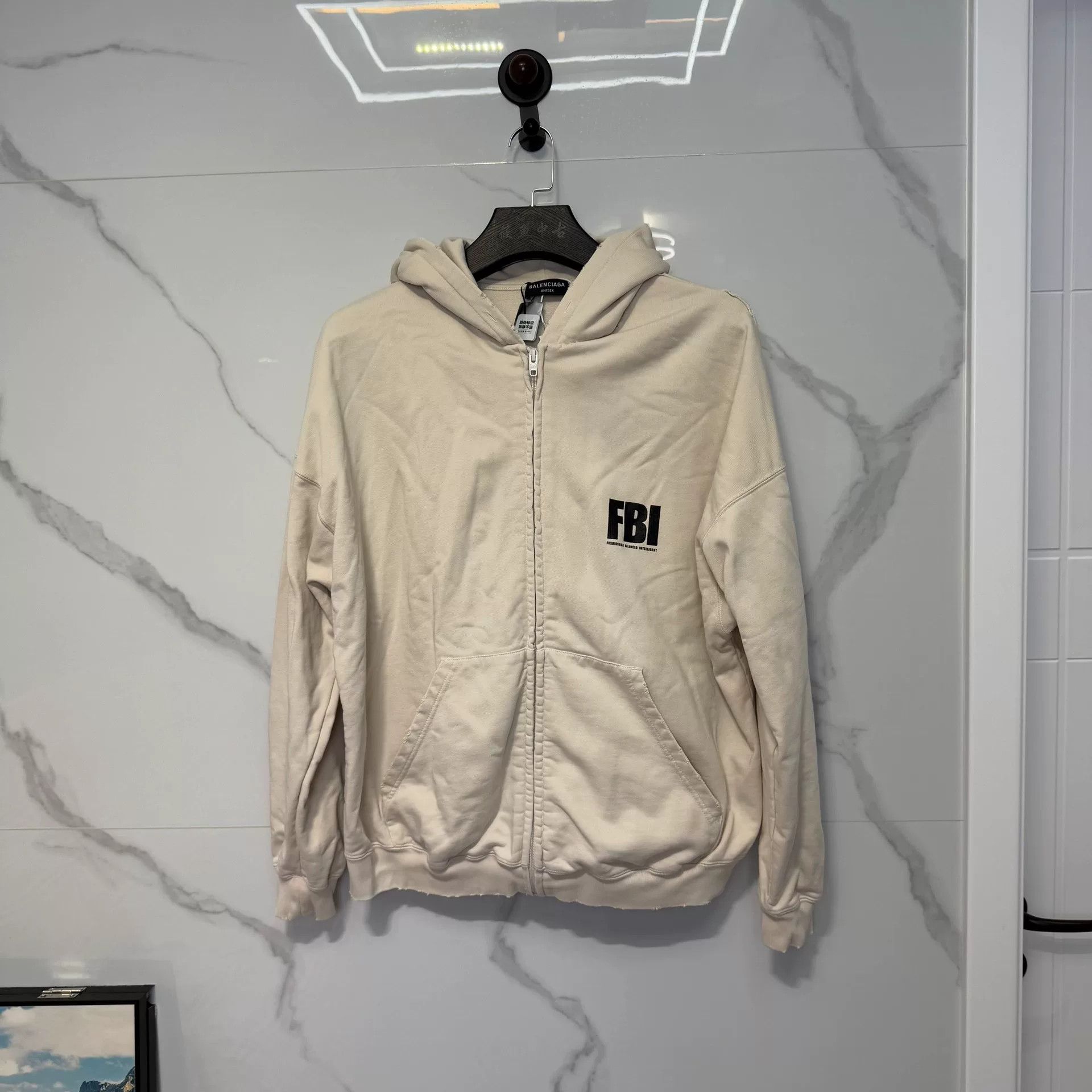 Balenciaga Balenciaga FBI Zip-Up Hoodie Beige Size S Size US S / EU 44-46 / 1 - 2 Thumbnail