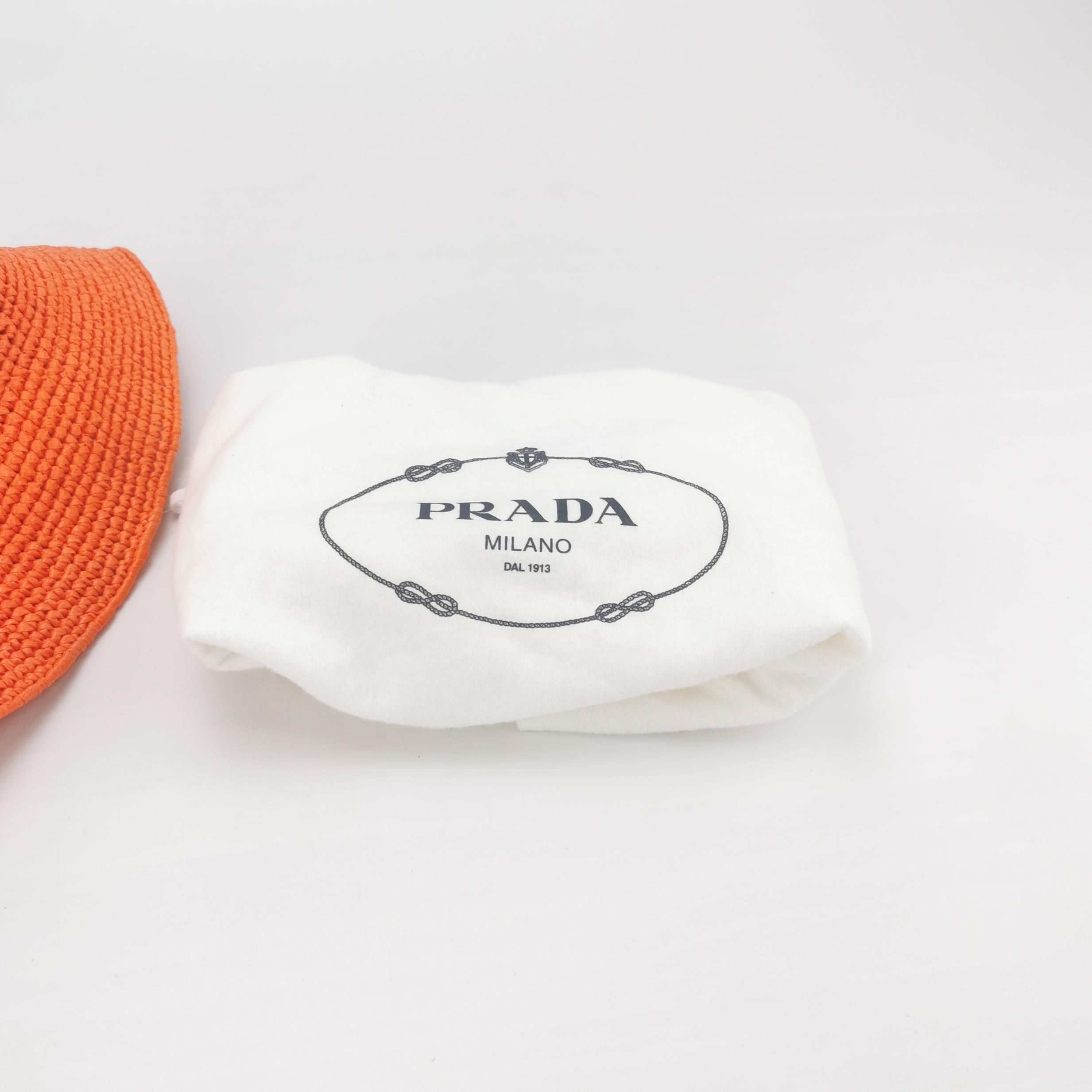 Prada Prada Orange Woven Logo Bucket Hat Size M Size ONE SIZE - 6 Thumbnail