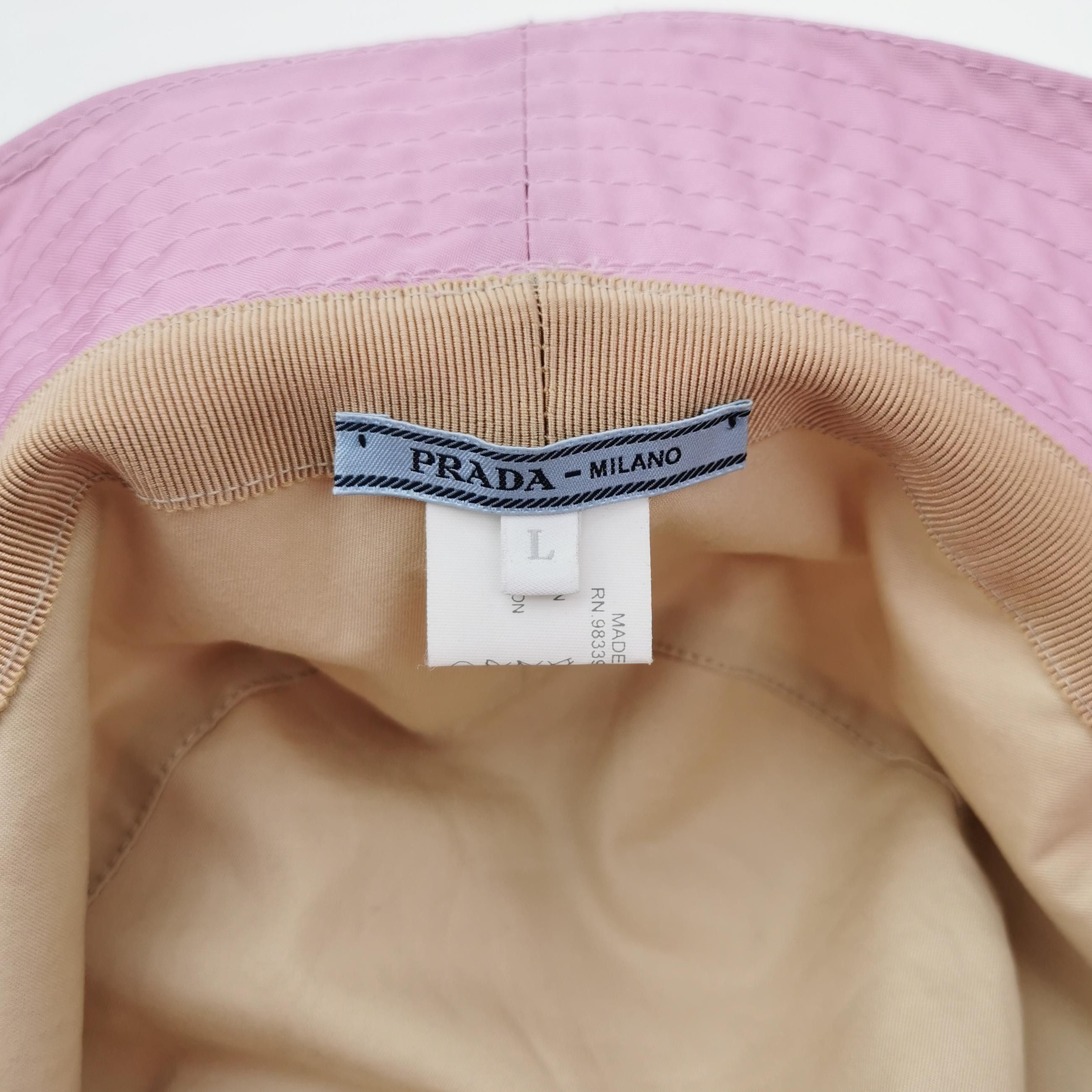 Prada Prada Pink Logo Bucket Hat Size L Size ONE SIZE - 5 Thumbnail