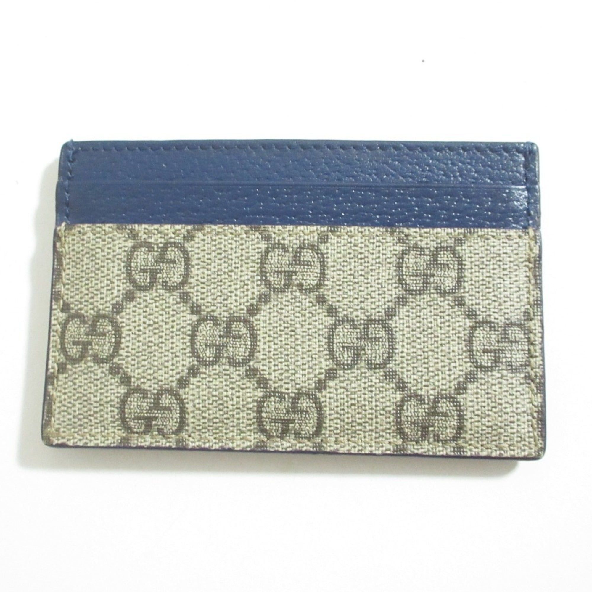 Gucci GUCCI GG Supreme Business Card Holder/Card Case 768248 Beige Navy Men's Women's Size ONE SIZE - 2 Thumbnail