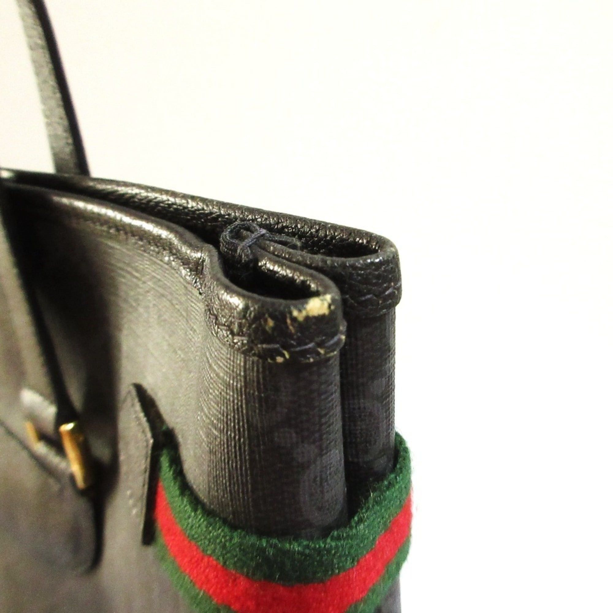 Gucci GUCCI Vintage GG Supreme Sherry Line Tote Bag 39.02.091 Black Men's/Women's Size ONE SIZE - 10 Thumbnail
