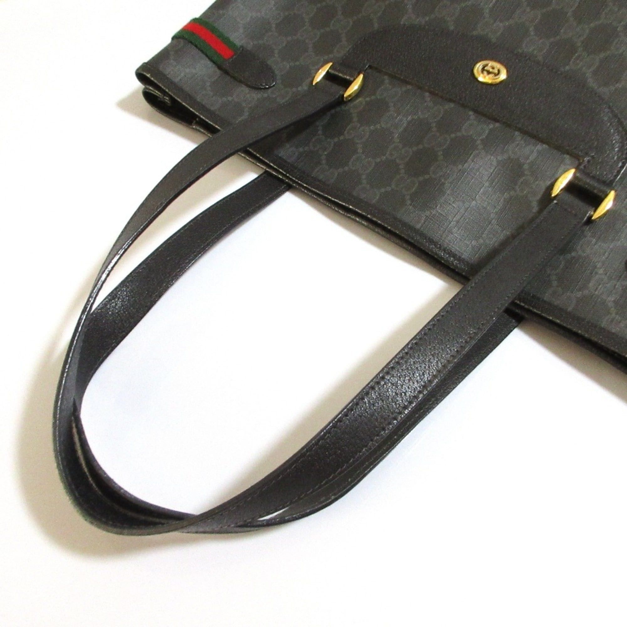 Gucci GUCCI Vintage GG Supreme Sherry Line Tote Bag 39.02.091 Black Men's/Women's Size ONE SIZE - 6 Thumbnail