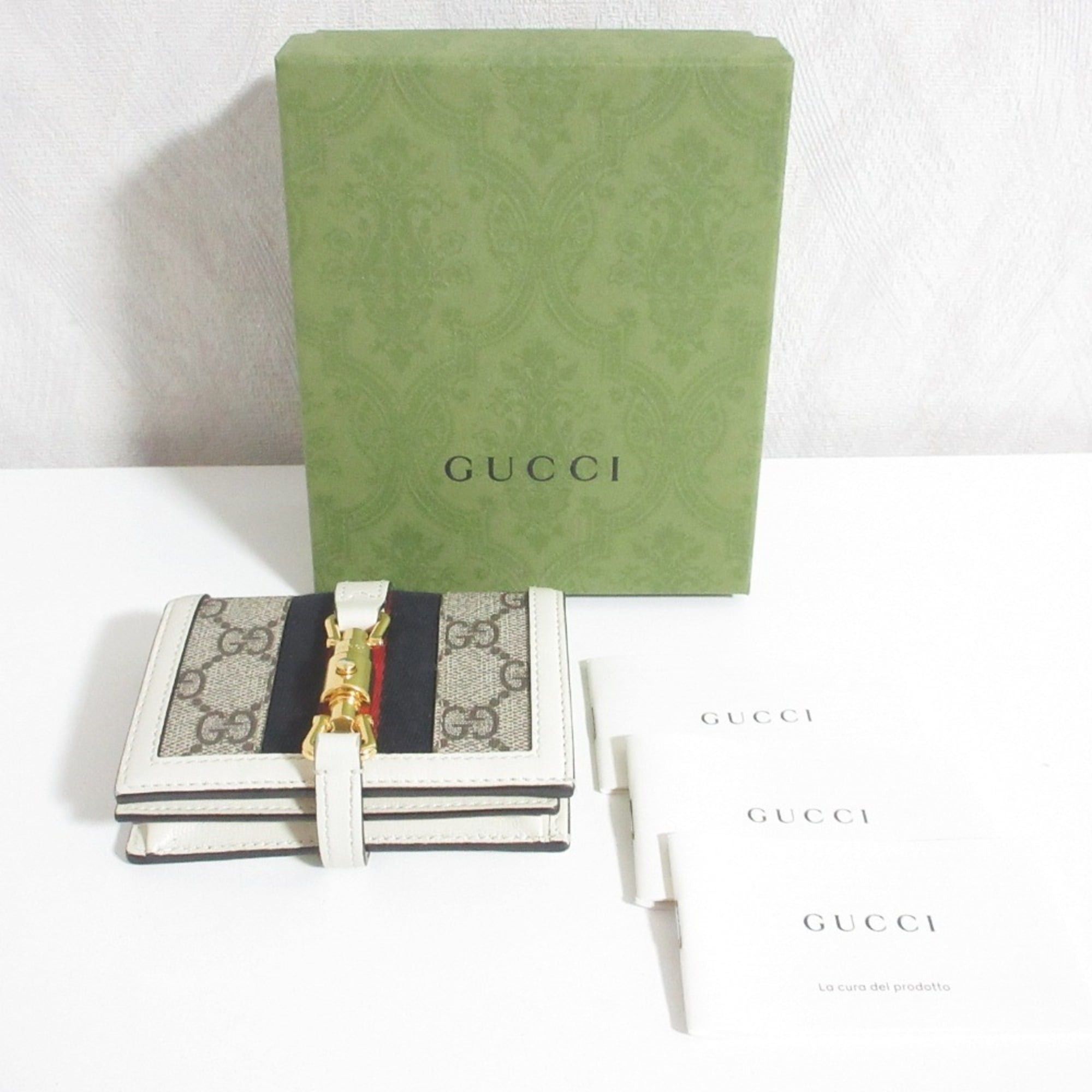 Gucci GUCCI Jackie Compact Wallet, 645536, Greige/White, Women's Size ONE SIZE - 12 Thumbnail