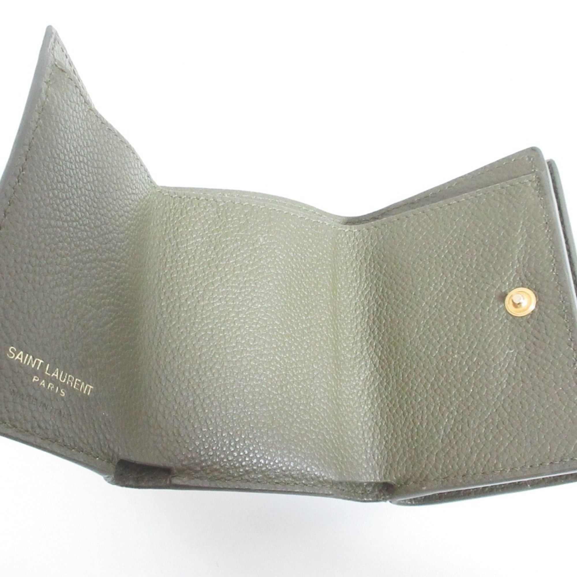 Saint Laurent Paris Yves Saint Laurent PARIS YSL Origami Tiny Wallet Khaki Women's Size ONE SIZE - 6 Thumbnail