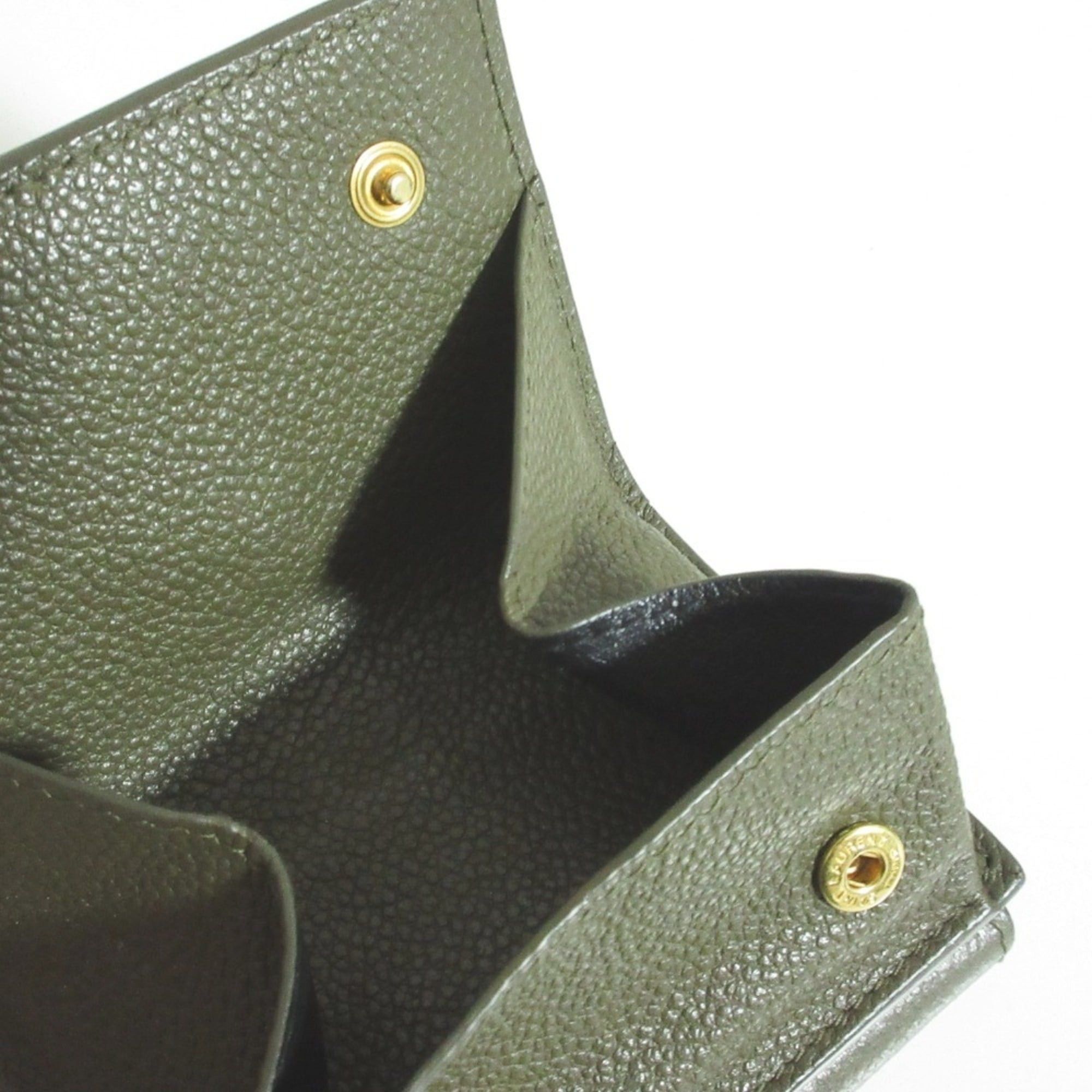 Saint Laurent Paris Yves Saint Laurent PARIS YSL Origami Tiny Wallet Khaki Women's Size ONE SIZE - 5 Thumbnail