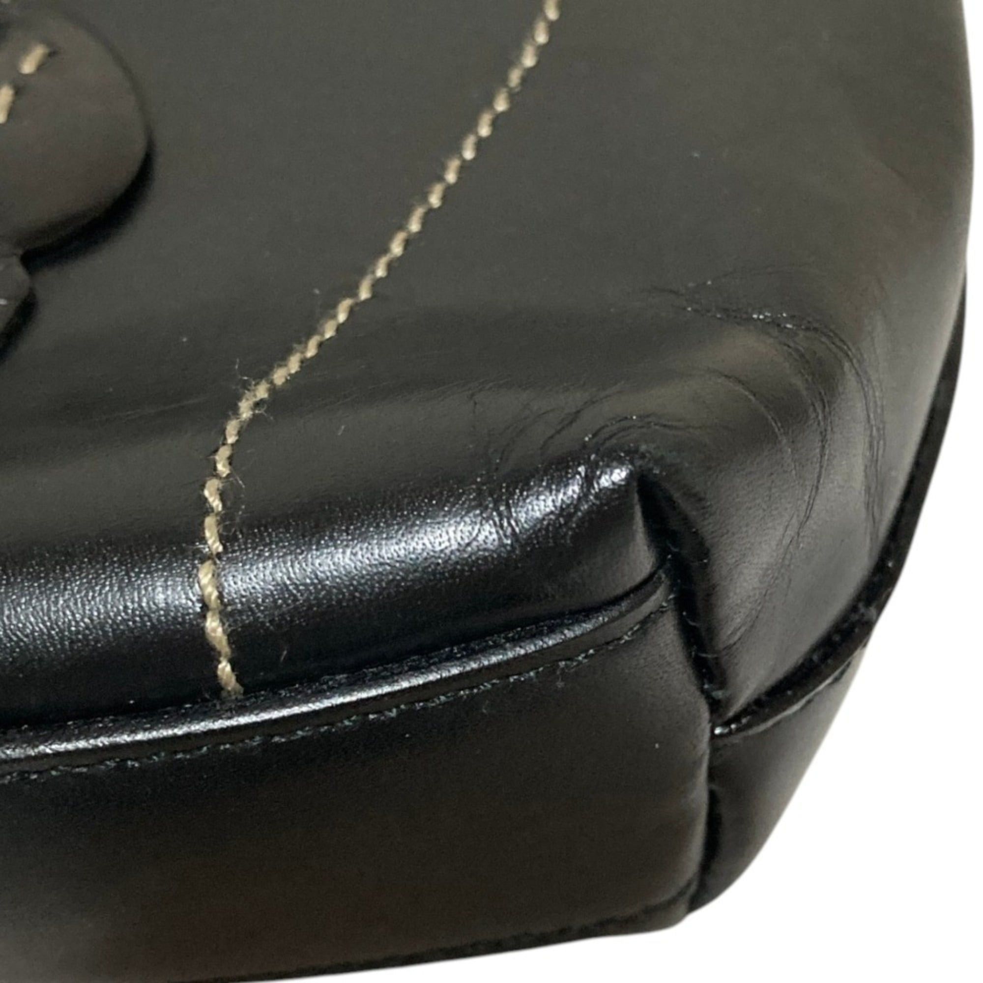 Prada PRADA Triangle Logo Plate Flower Motif Leather Handbag B11285 Black Women's Size ONE SIZE - 12 Thumbnail