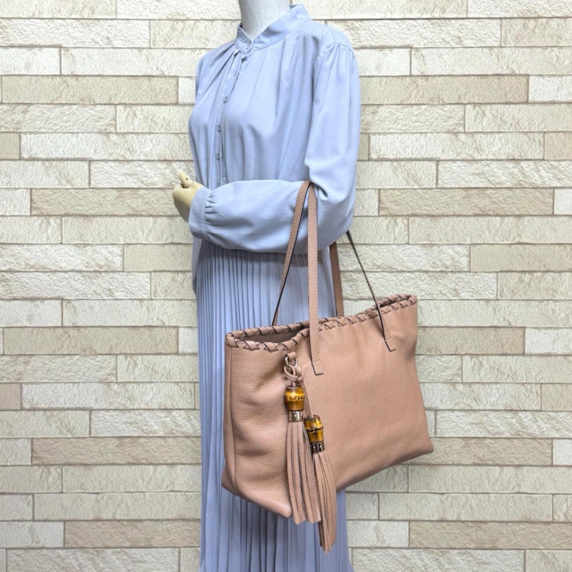 Gucci Gucci Outlet Bamboo Tote Bag, Leather 354665, Beige, Women's, with Tassel Size ONE SIZE - 2 Thumbnail
