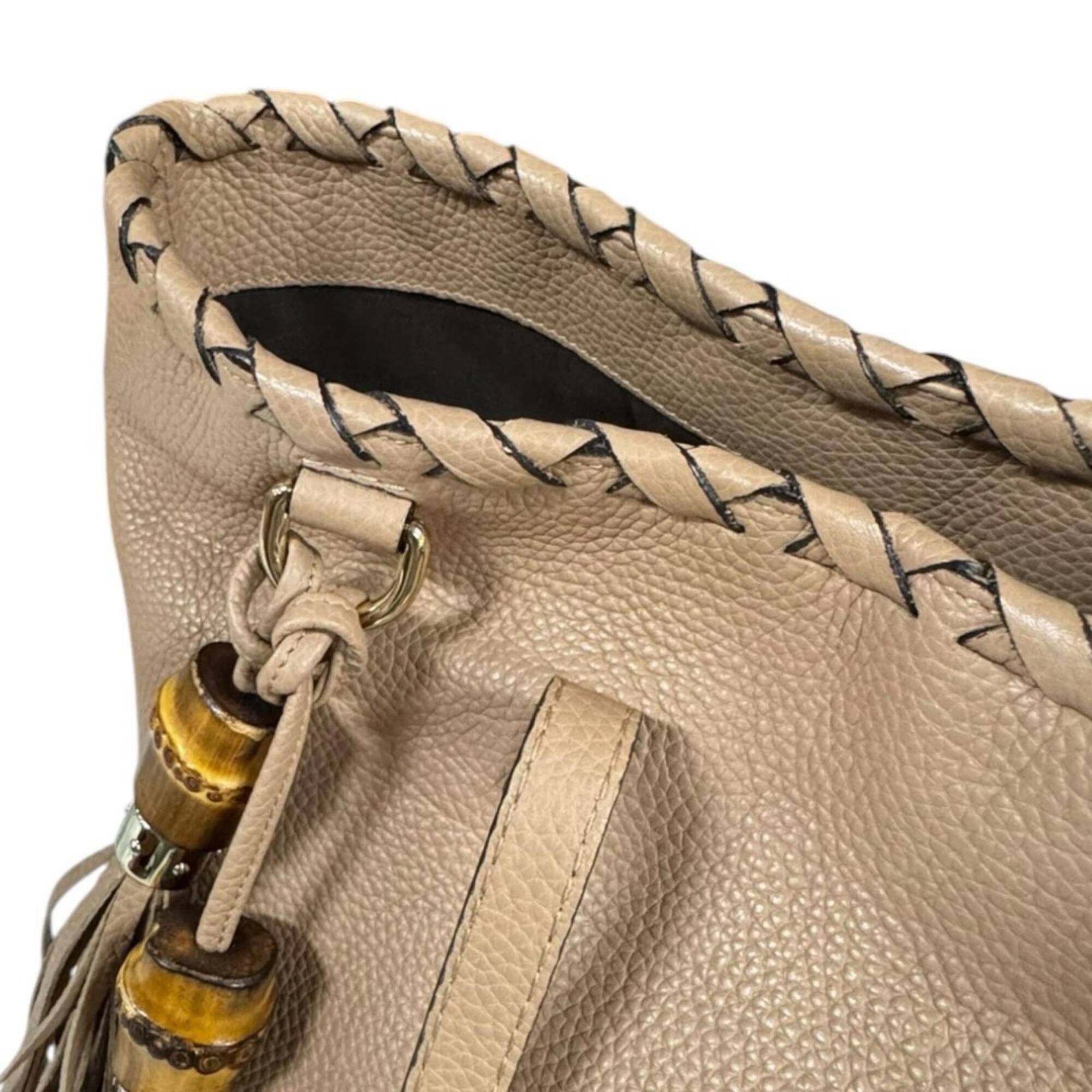 Gucci Gucci Outlet Bamboo Tote Bag, Leather 354665, Beige, Women's, with Tassel Size ONE SIZE - 9 Thumbnail