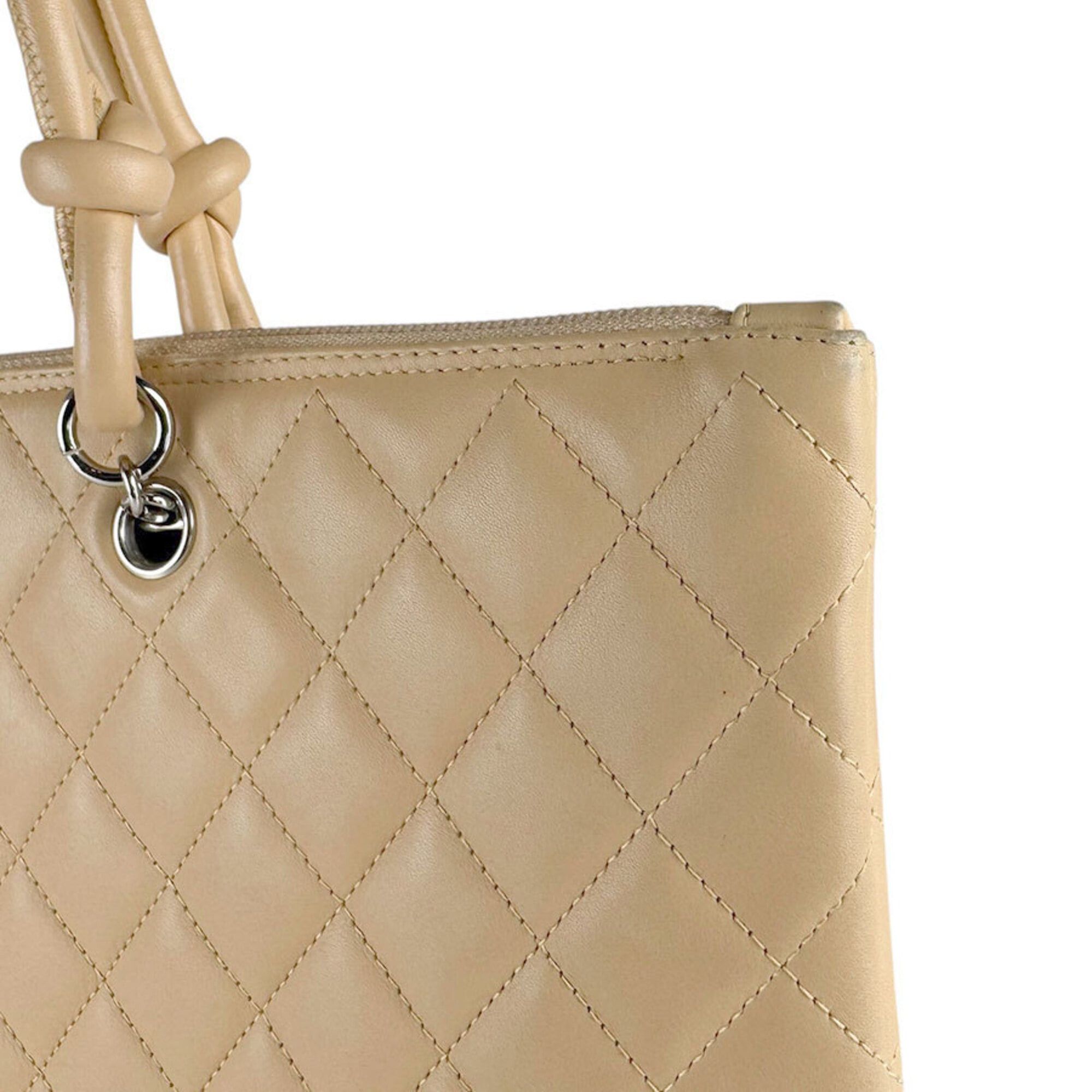 Chanel Chanel Cambon Line Leather Handbag, Beige, Women's z9639 Size ONE SIZE - 7 Thumbnail