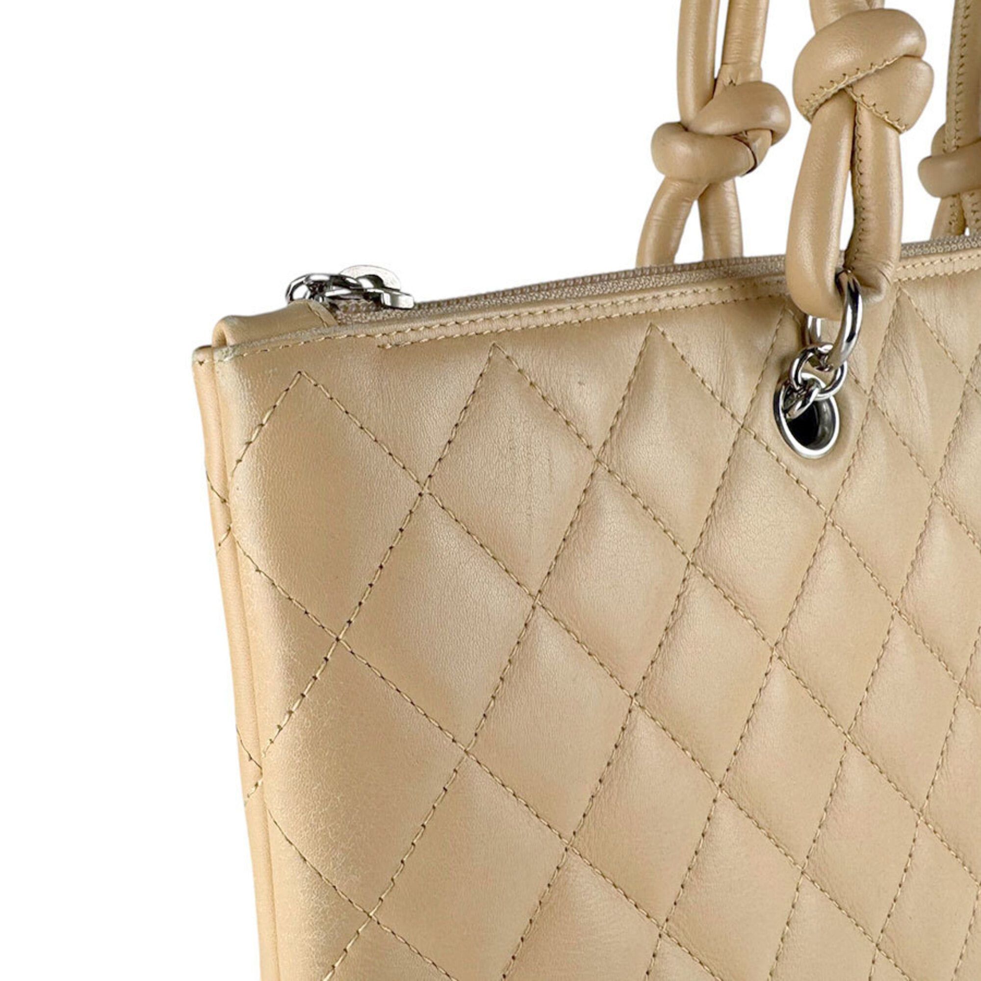 Chanel Chanel Cambon Line Leather Handbag, Beige, Women's z9639 Size ONE SIZE - 6 Thumbnail