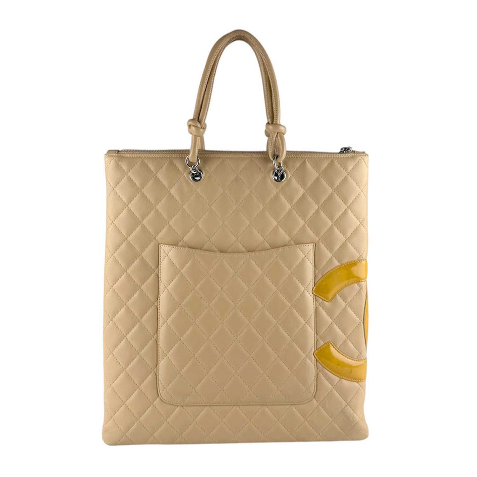 Chanel Chanel Cambon Line Leather Handbag, Beige, Women's z9639 Size ONE SIZE - 3 Thumbnail