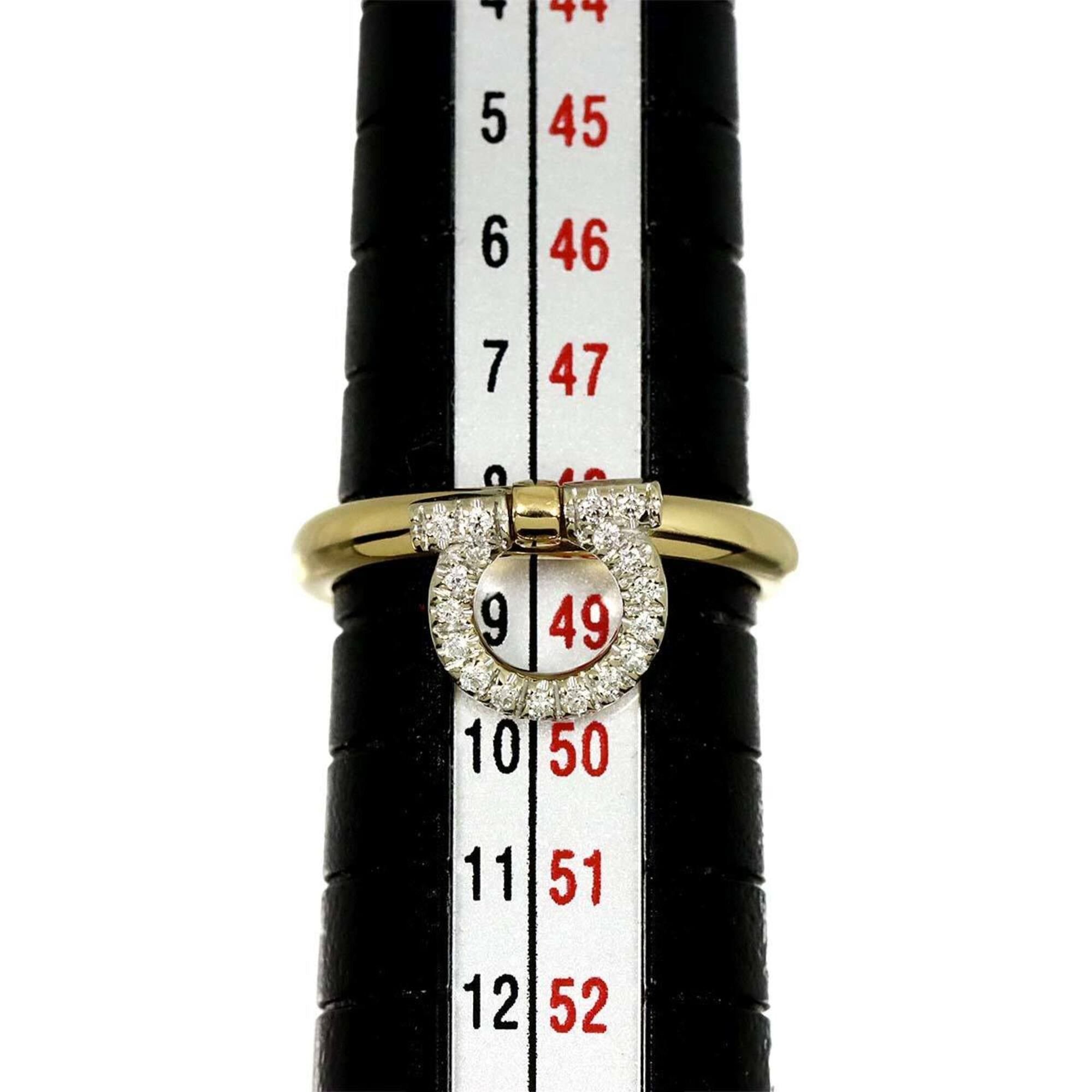 Salvatore Ferragamo Salvatore Ferragamo Gancini Ring with Diamonds, 18K Yellow Gold (YG) WG (750) Size ONE SIZE - 6 Thumbnail