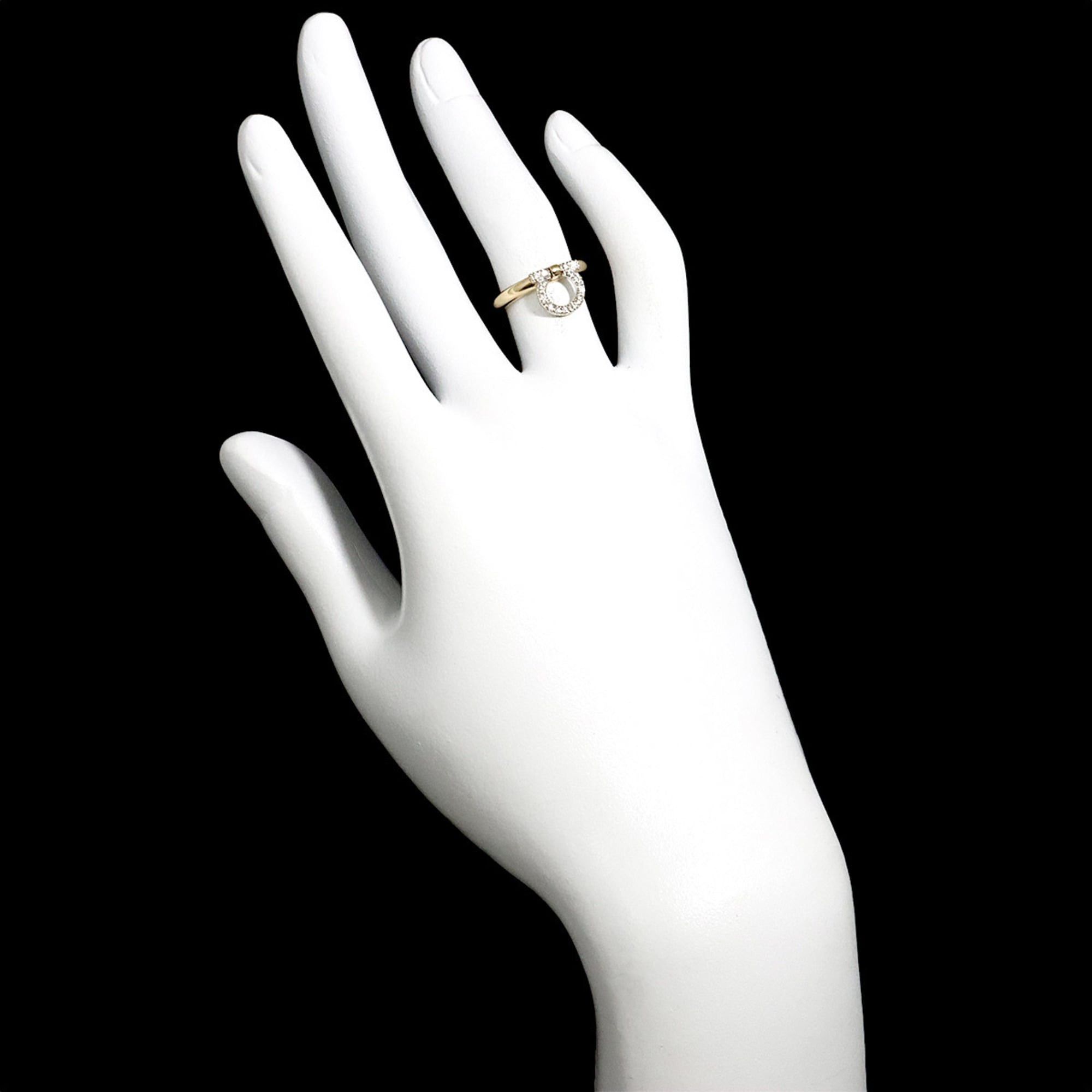 Salvatore Ferragamo Salvatore Ferragamo Gancini Ring with Diamonds, 18K Yellow Gold (YG) WG (750) Size ONE SIZE - 7 Thumbnail
