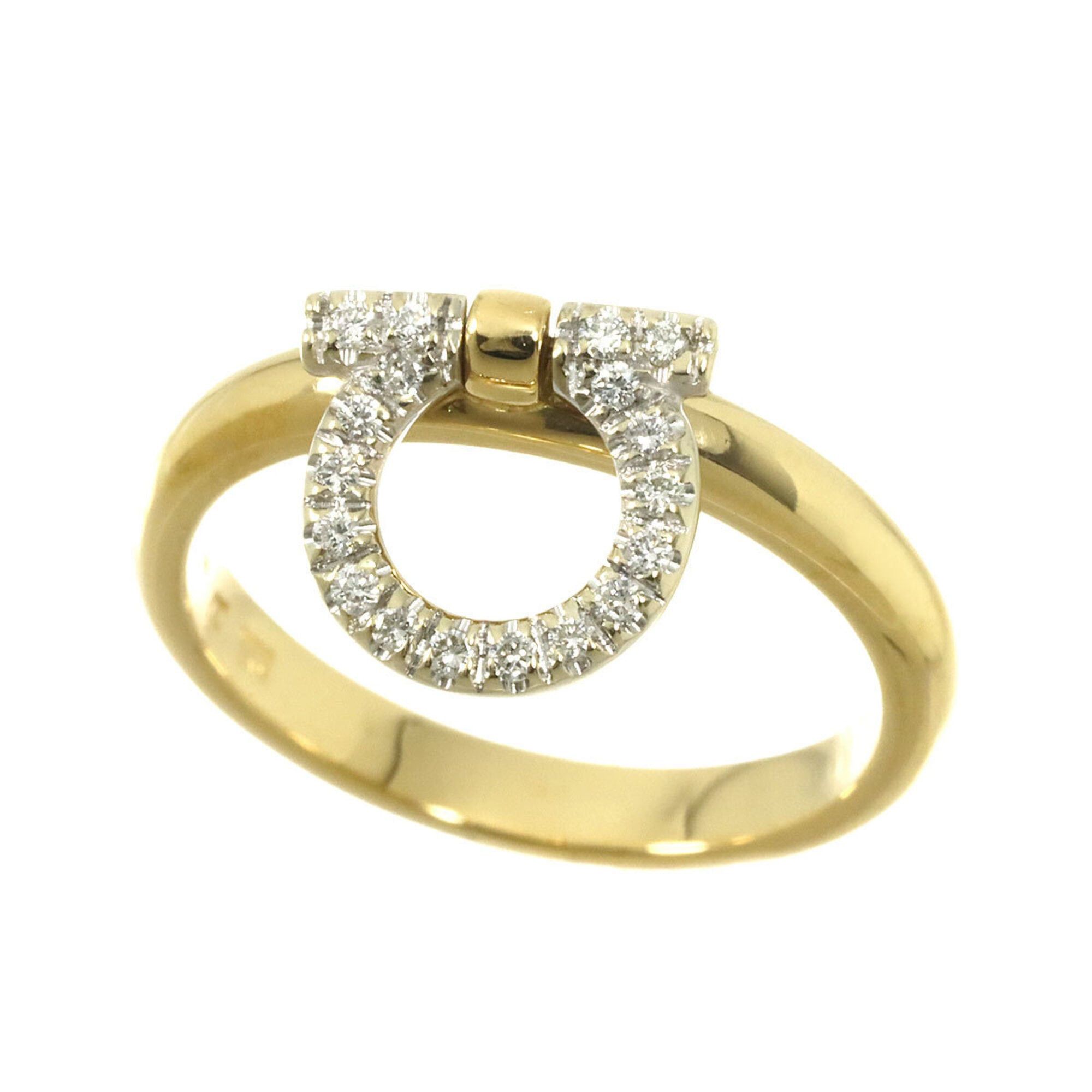 Salvatore Ferragamo Salvatore Ferragamo Gancini Ring with Diamonds, 18K Yellow Gold (YG) WG (750) Size ONE SIZE - 3 Thumbnail