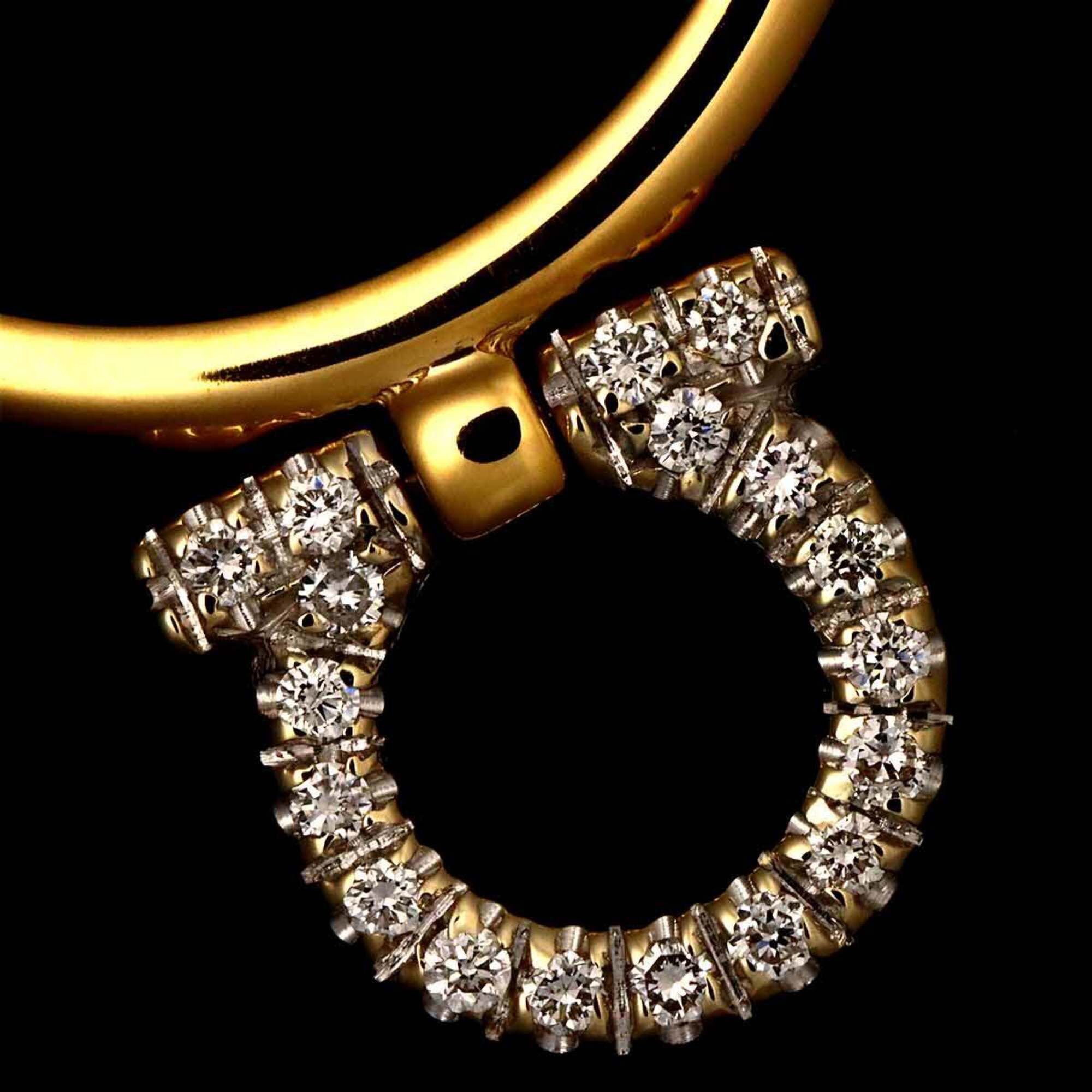 Salvatore Ferragamo Salvatore Ferragamo Gancini Ring with Diamonds, 18K Yellow Gold (YG) WG (750) Size ONE SIZE - 5 Thumbnail
