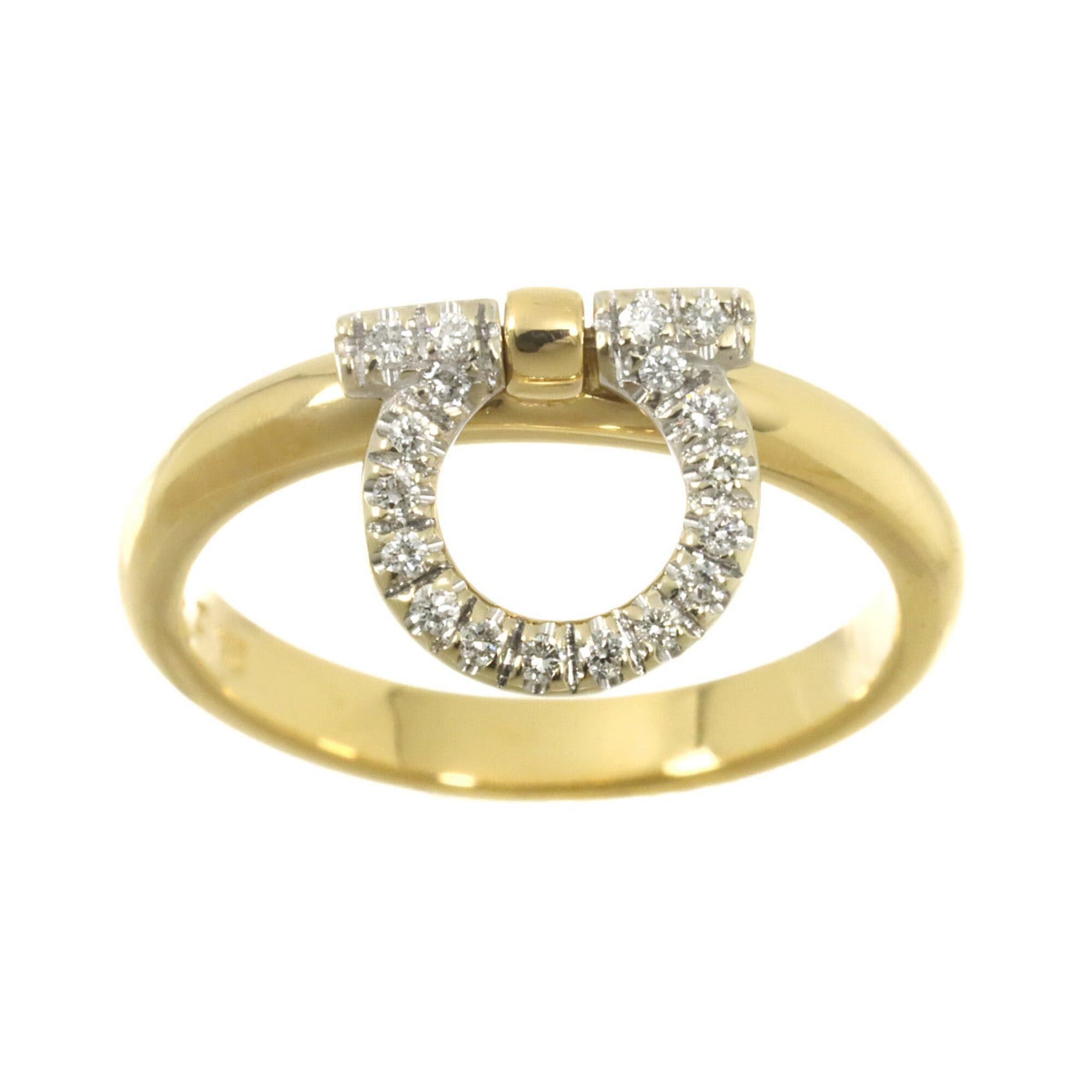 Salvatore Ferragamo Salvatore Ferragamo Gancini Ring with Diamonds, 18K Yellow Gold (YG) WG (750) Size ONE SIZE - 2 Thumbnail
