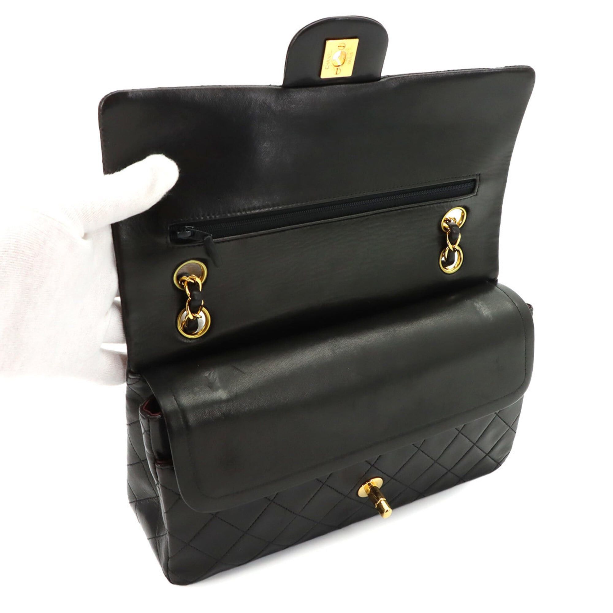 Chanel Chanel Matelasse 25 Chain Shoulder Handbag, Lambskin, Black, A01112, Gold Hardware Size ONE SIZE - 7 Thumbnail