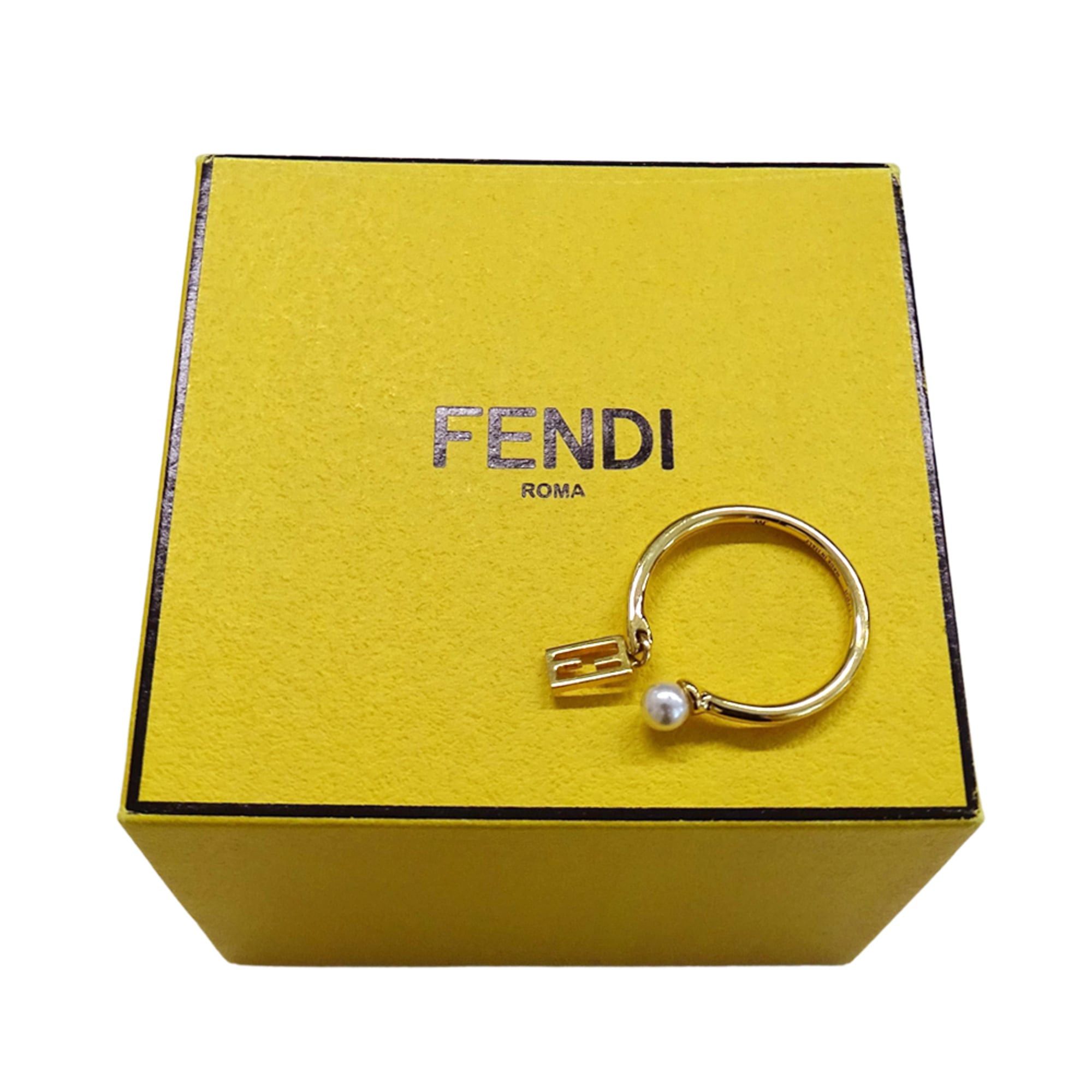 Fendi Fendi ring for women, brand name ring, metal, faux pearl, gold, size M. Size ONE SIZE - 6 Thumbnail