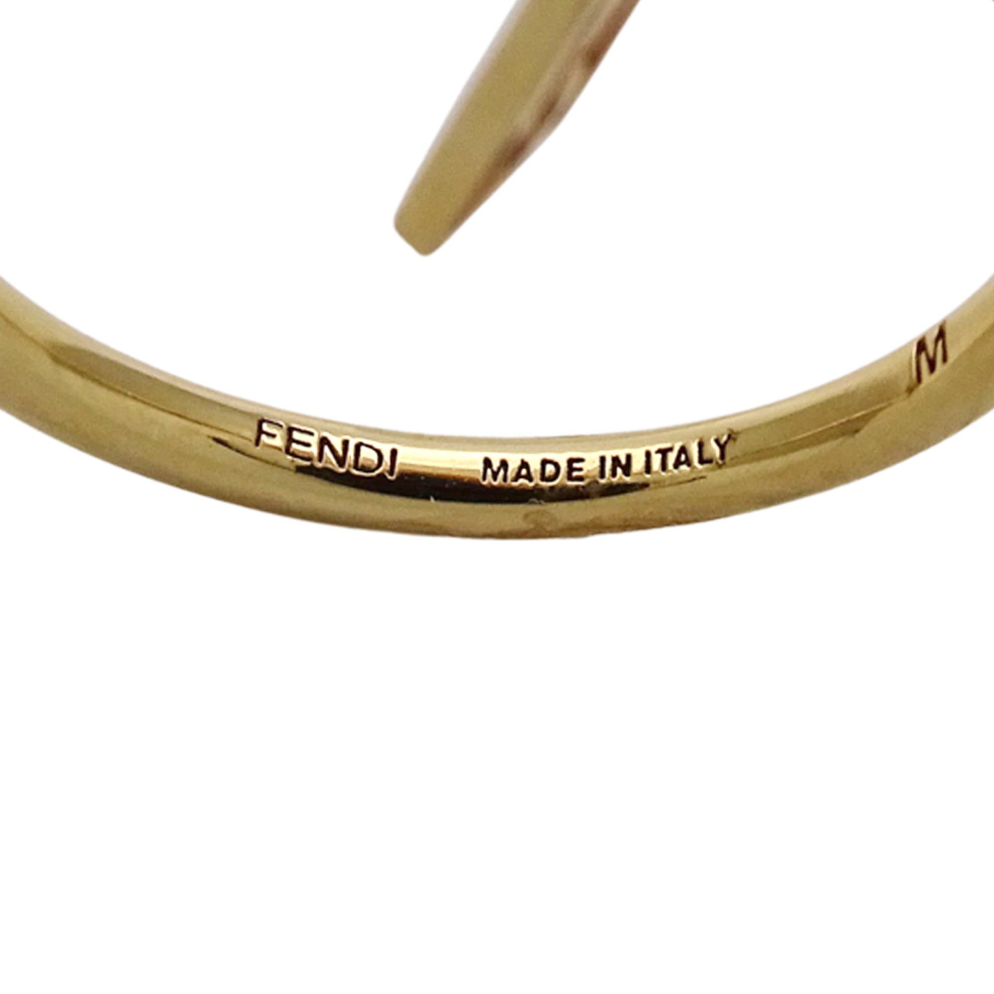 Fendi Fendi ring for women, brand name ring, metal, faux pearl, gold, size M. Size ONE SIZE - 4 Thumbnail