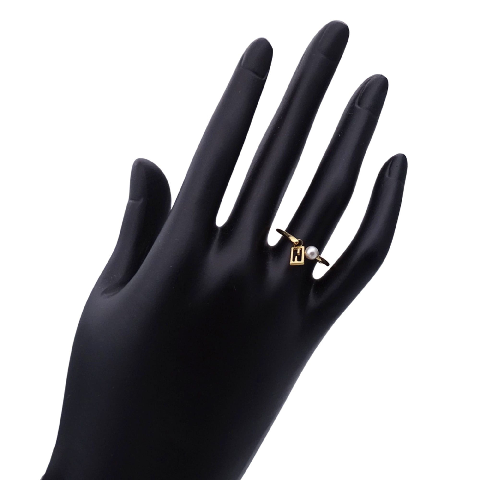 Fendi Fendi ring for women, brand name ring, metal, faux pearl, gold, size M. Size ONE SIZE - 7 Thumbnail