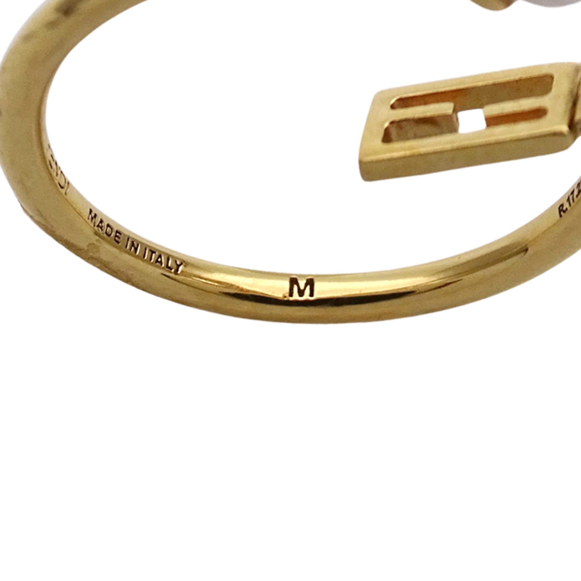 Fendi Fendi ring for women, brand name ring, metal, faux pearl, gold, size M. Size ONE SIZE - 5 Thumbnail