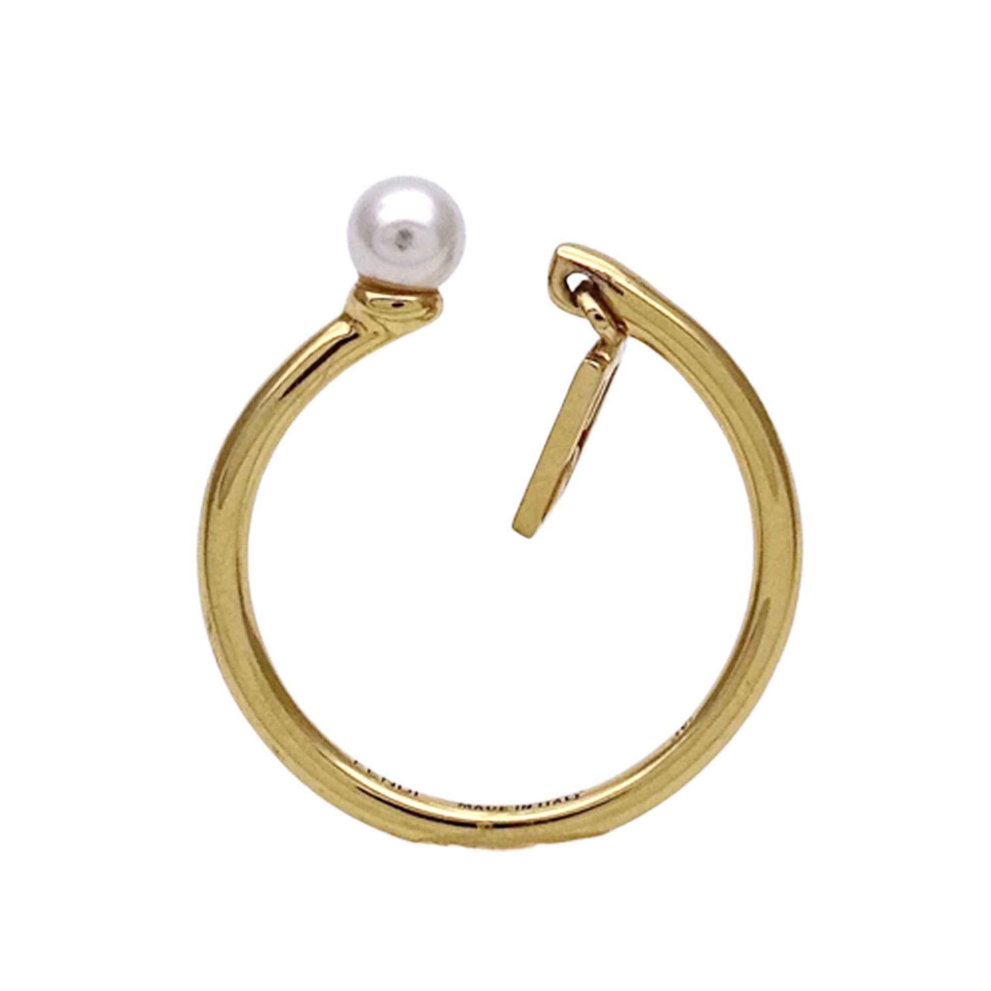 Fendi Fendi ring for women, brand name ring, metal, faux pearl, gold, size M. Size ONE SIZE - 2 Thumbnail