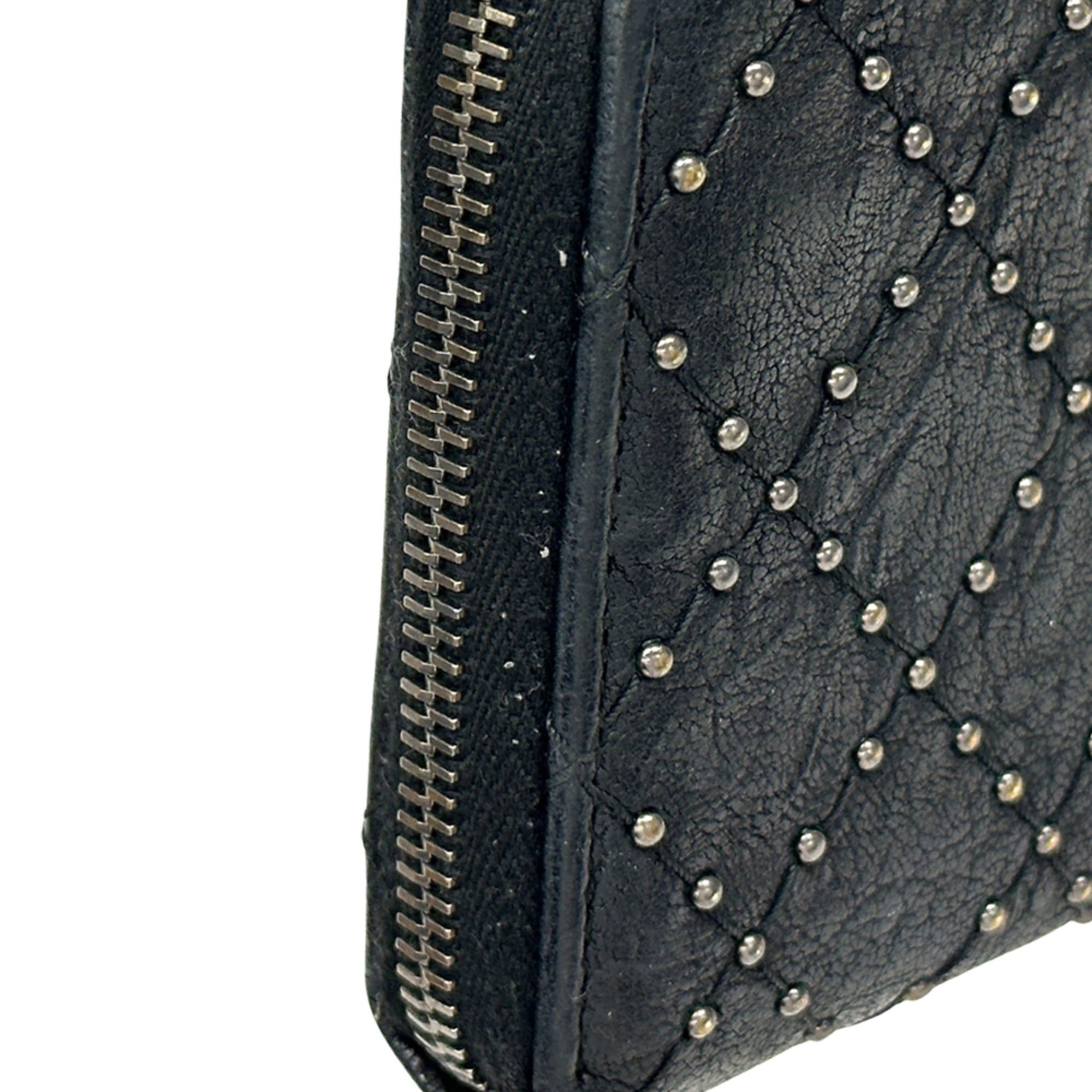 Chanel Chanel Matelassé Studded Long Wallet for Women - Black Leather with Silver Hardware, Turn-Lock Zipper Size ONE SIZE - 17 Thumbnail
