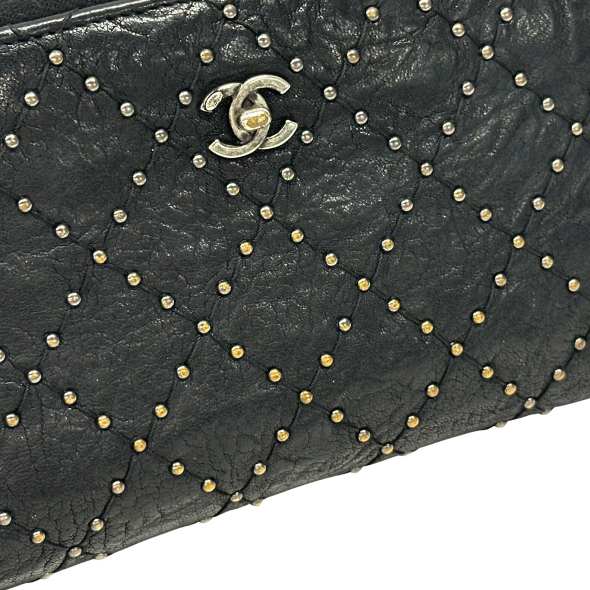Chanel Chanel Matelassé Studded Long Wallet for Women - Black Leather with Silver Hardware, Turn-Lock Zipper Size ONE SIZE - 16 Thumbnail