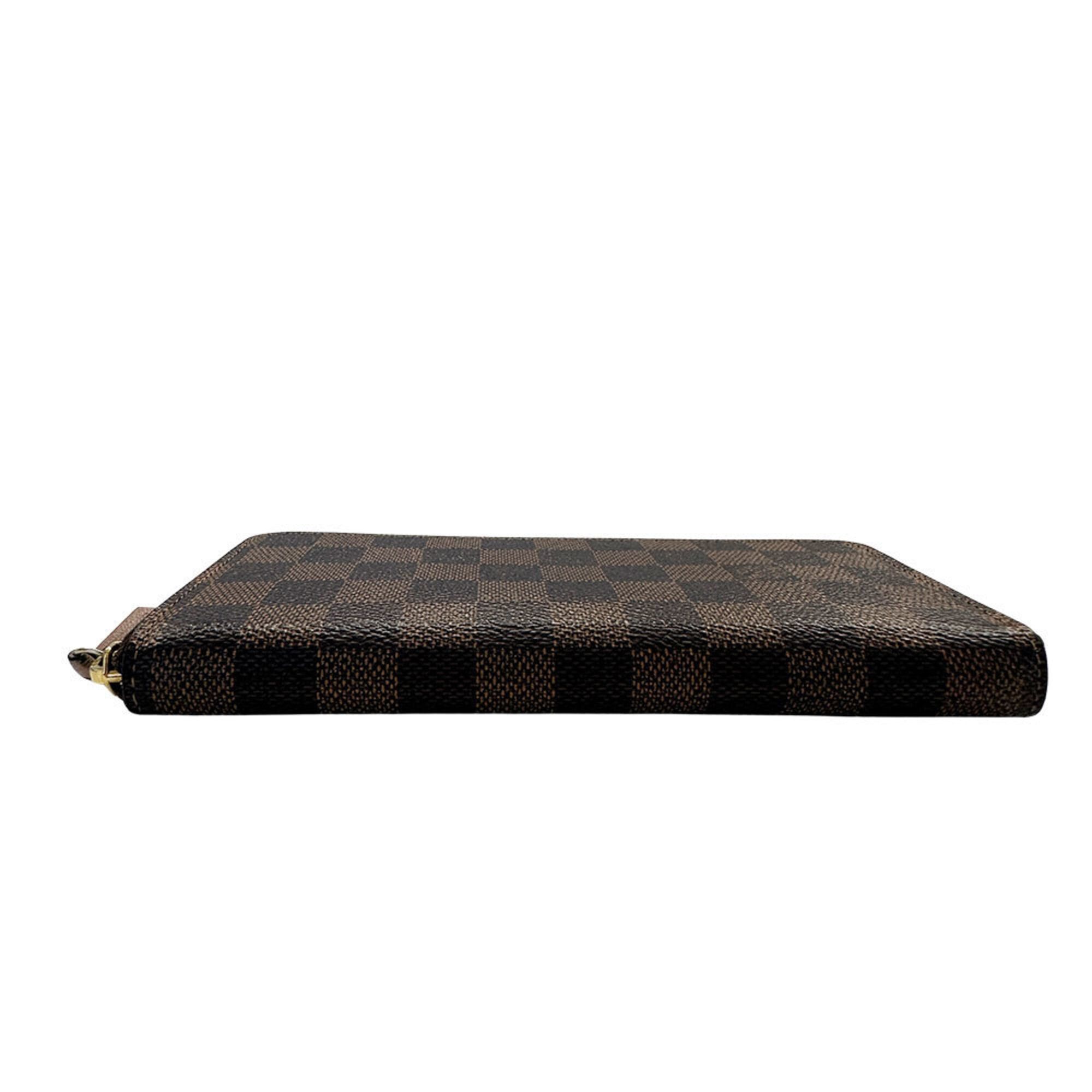 Louis Vuitton Louis Vuitton Women's Damier Long Wallet, Canvas Portefeuille Clemence Rose Ballerine M61298, Round Zipper, Brown/Pink Size ONE SIZE - 3 Thumbnail