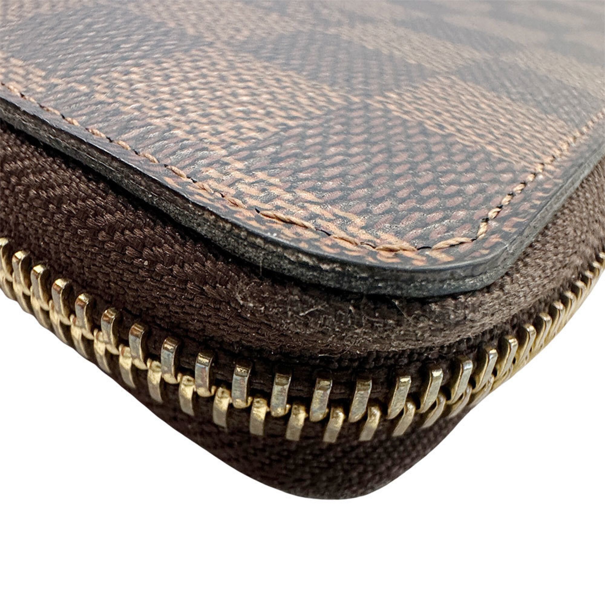 Louis Vuitton Louis Vuitton Women's Damier Long Wallet, Canvas Portefeuille Clemence Rose Ballerine M61298, Round Zipper, Brown/Pink Size ONE SIZE - 7 Thumbnail