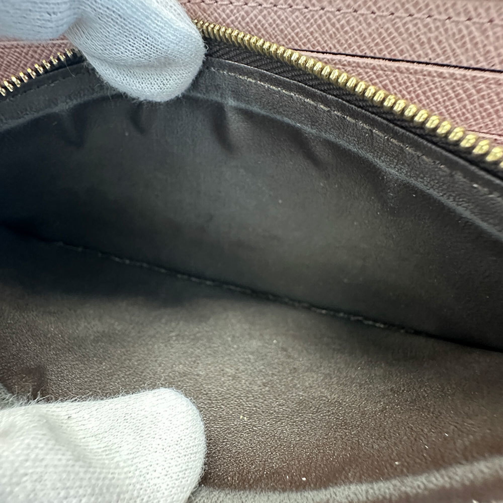 Louis Vuitton Louis Vuitton Women's Damier Long Wallet, Canvas Portefeuille Clemence Rose Ballerine M61298, Round Zipper, Brown/Pink Size ONE SIZE - 9 Thumbnail