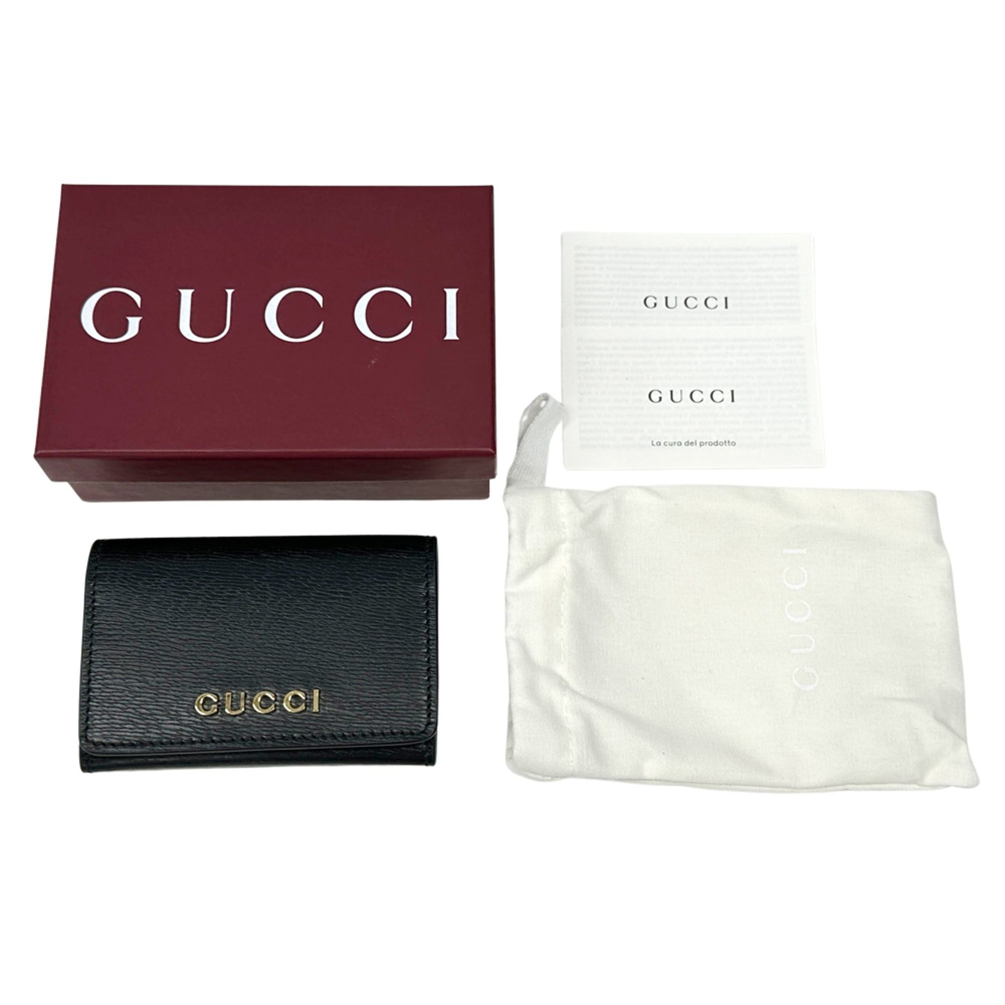 Gucci Gucci business card holder/card case for women and men, brand name, leather, black, gold hardware, 790101 Size ONE SIZE - 6 Thumbnail