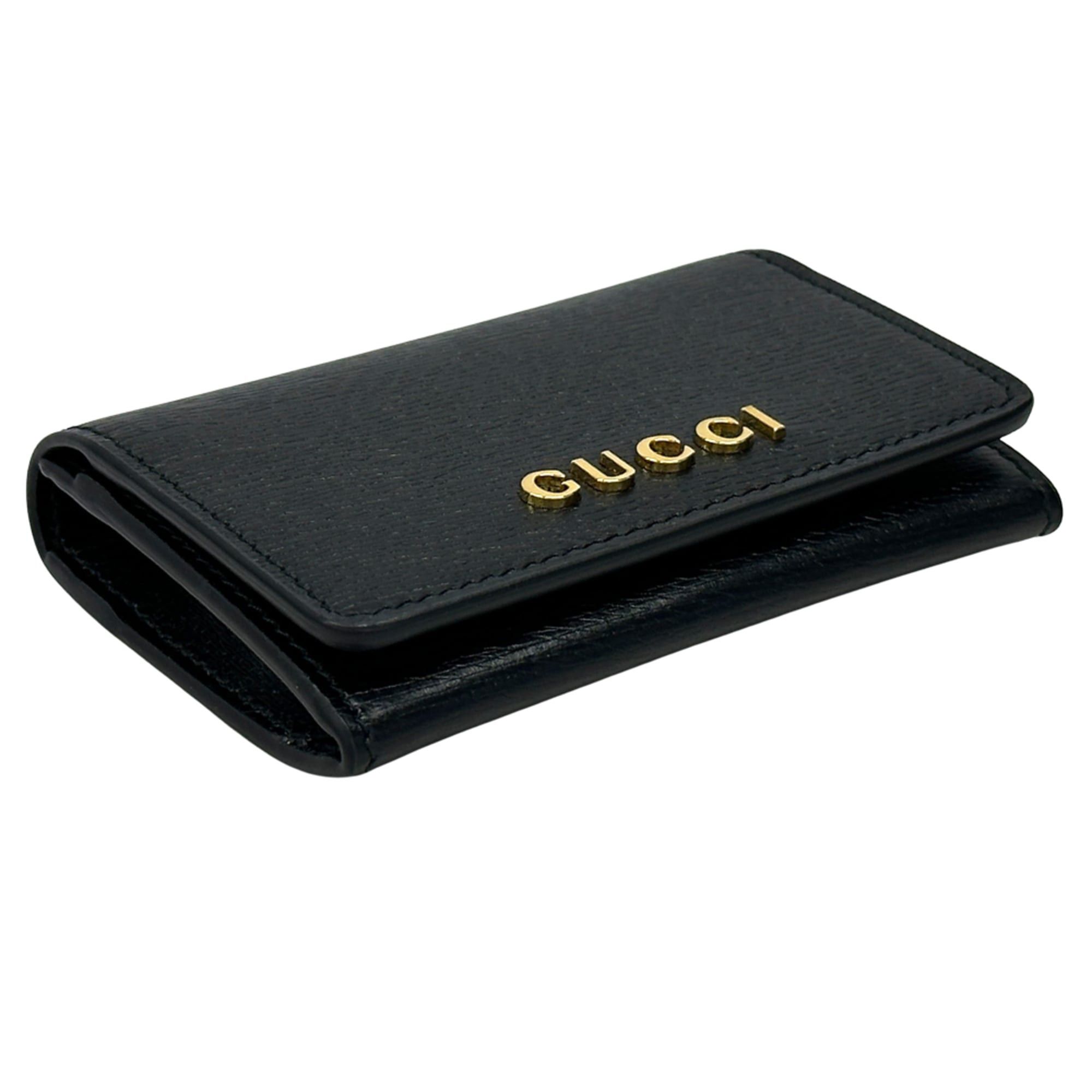 Gucci Gucci business card holder/card case for women and men, brand name, leather, black, gold hardware, 790101 Size ONE SIZE - 3 Thumbnail