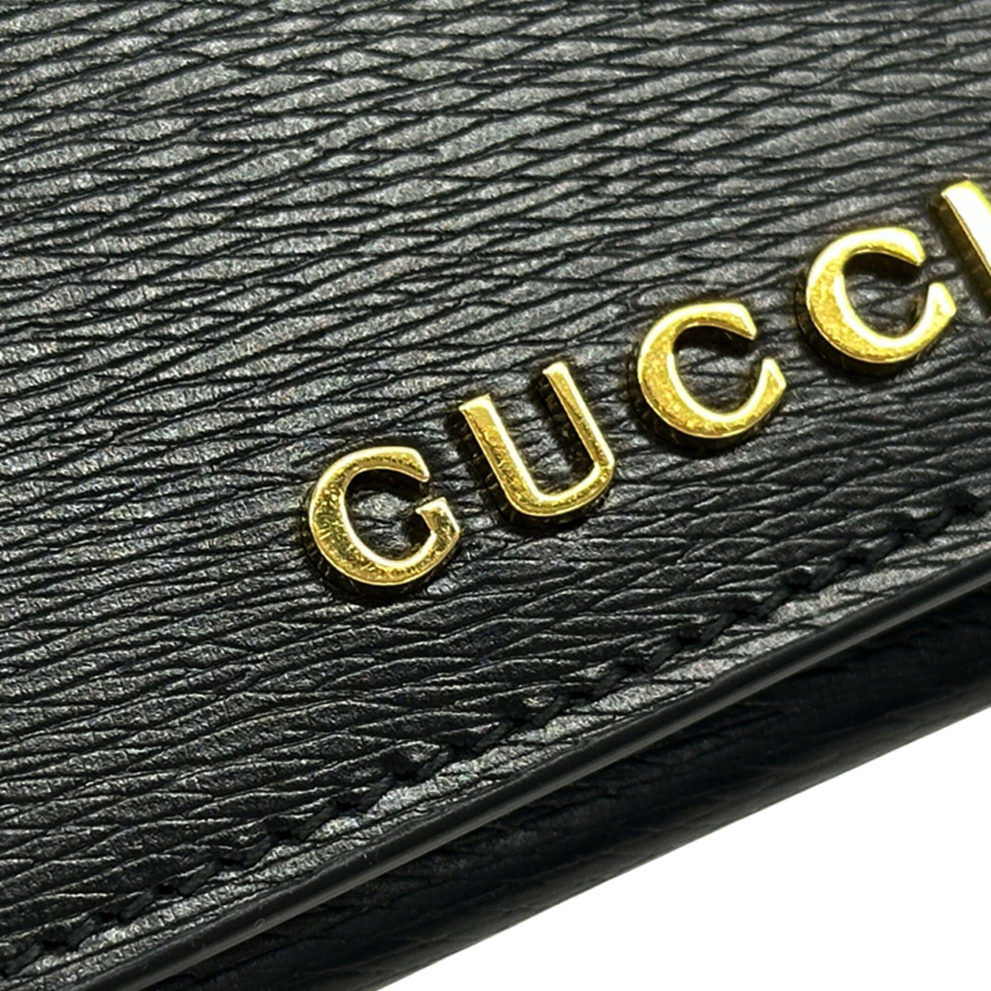 Gucci Gucci business card holder/card case for women and men, brand name, leather, black, gold hardware, 790101 Size ONE SIZE - 7 Thumbnail