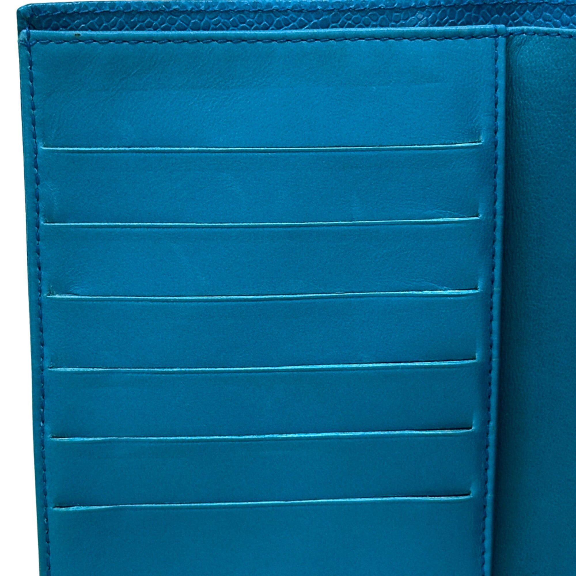Chanel Chanel Wallet Coco Mark Women's Brand Long Caviar Leather Blue Gold Hardware Size ONE SIZE - 10 Thumbnail