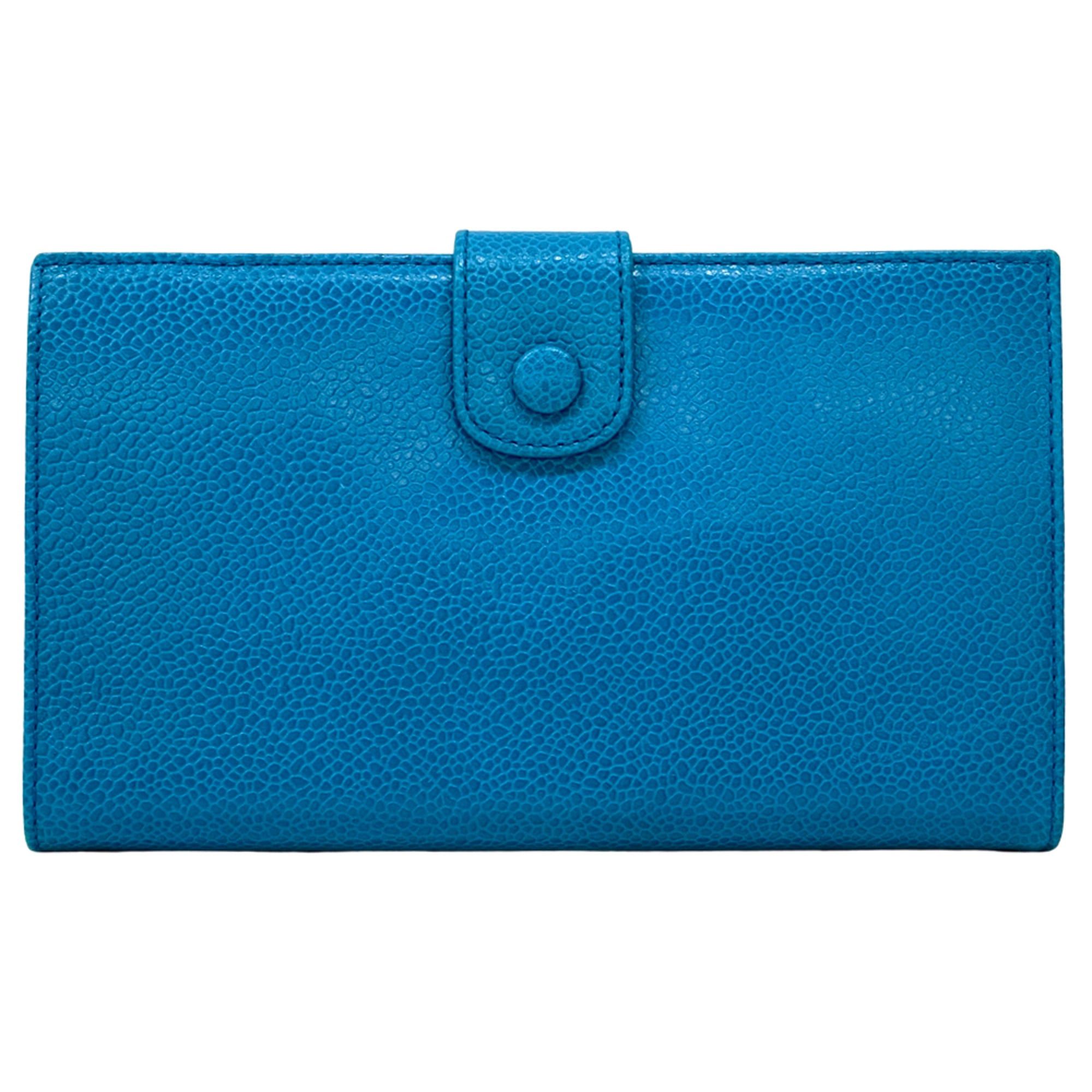 Chanel Chanel Wallet Coco Mark Women's Brand Long Caviar Leather Blue Gold Hardware Size ONE SIZE - 2 Thumbnail