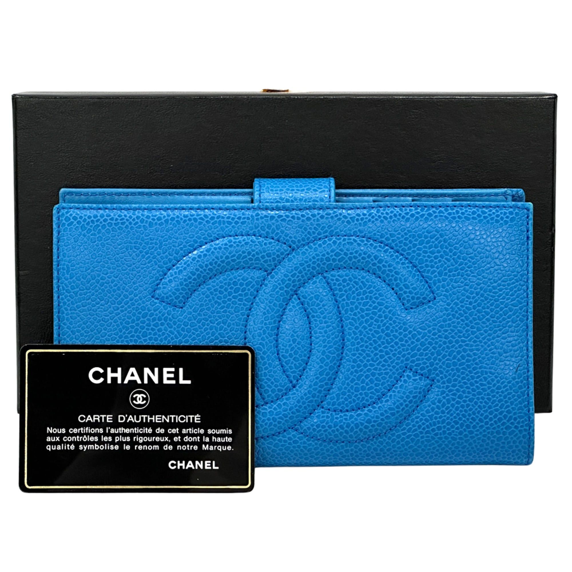 Chanel Chanel Wallet Coco Mark Women's Brand Long Caviar Leather Blue Gold Hardware Size ONE SIZE - 9 Thumbnail