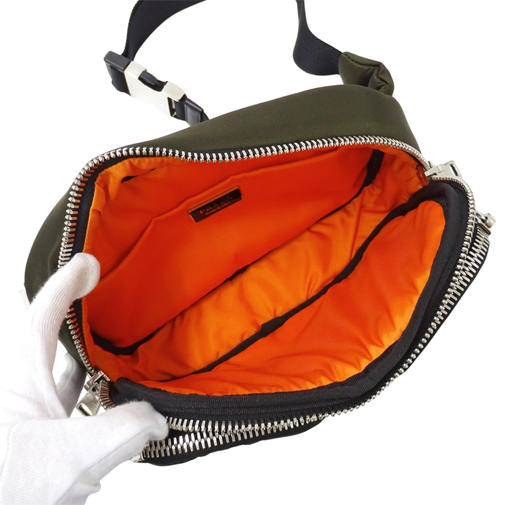 Prada Prada handbag for women and men, brand name, body bag, waist nylon, khaki, 1BL026 Size ONE SIZE - 5 Thumbnail