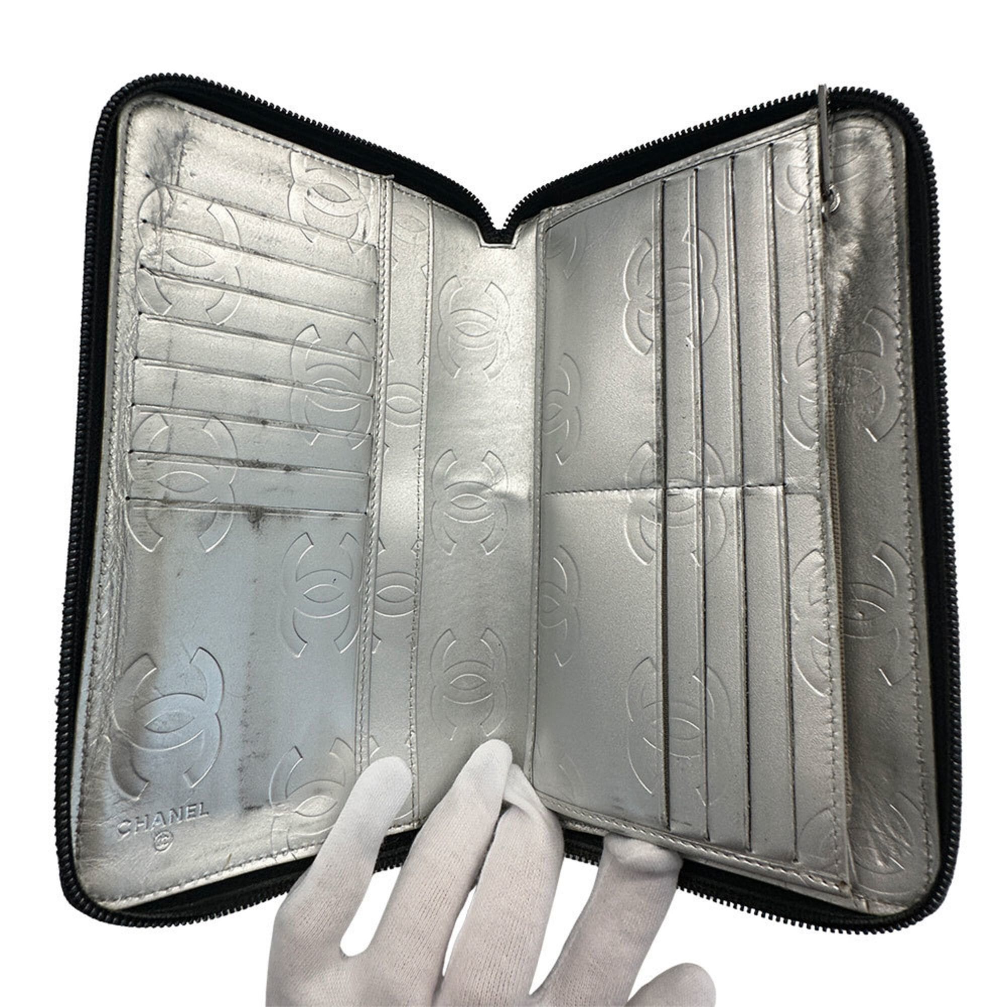 Chanel Chanel Cambon Women's Long Wallet, Lambskin, Black, Silver Size ONE SIZE - 9 Thumbnail