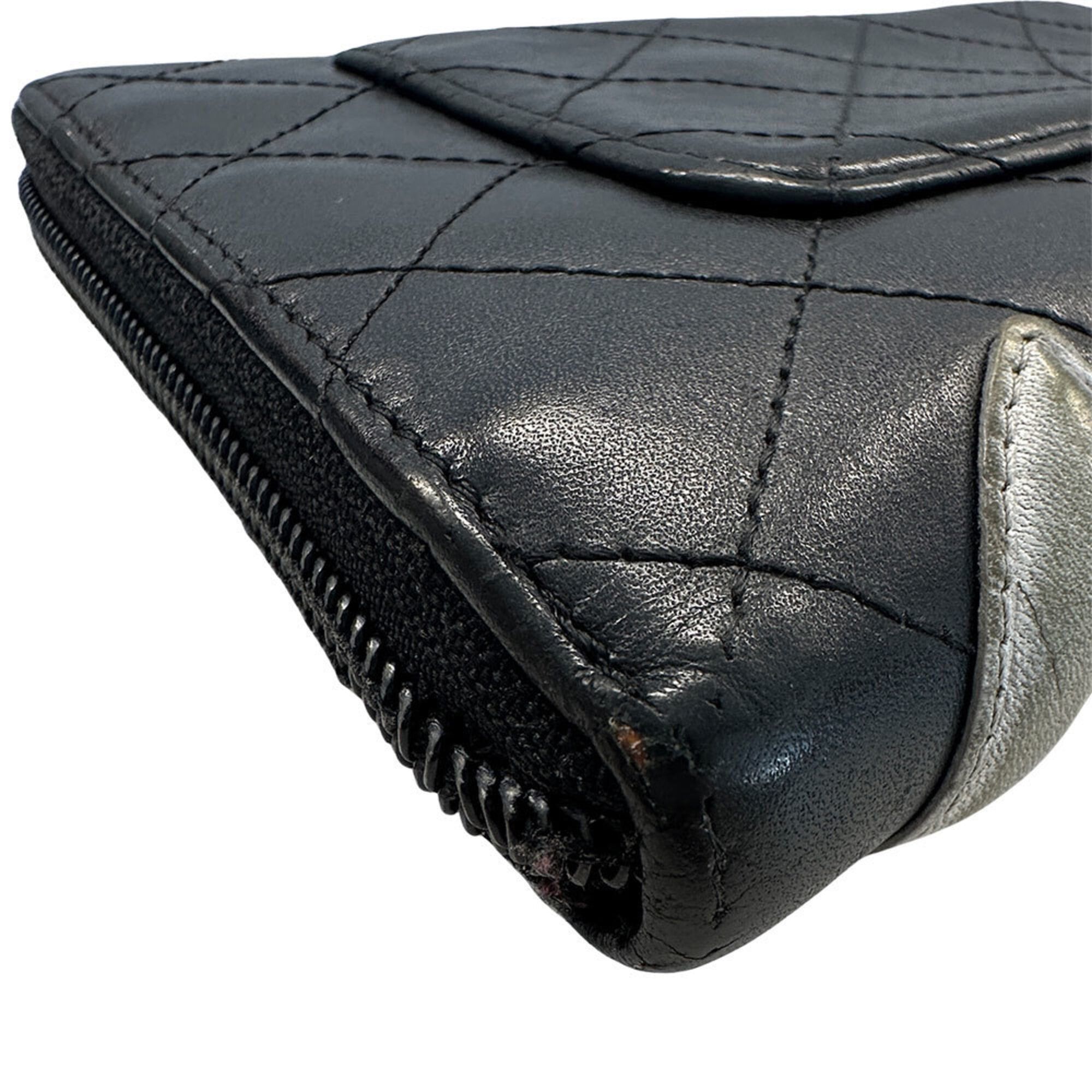 Chanel Chanel Cambon Women's Long Wallet, Lambskin, Black, Silver Size ONE SIZE - 5 Thumbnail