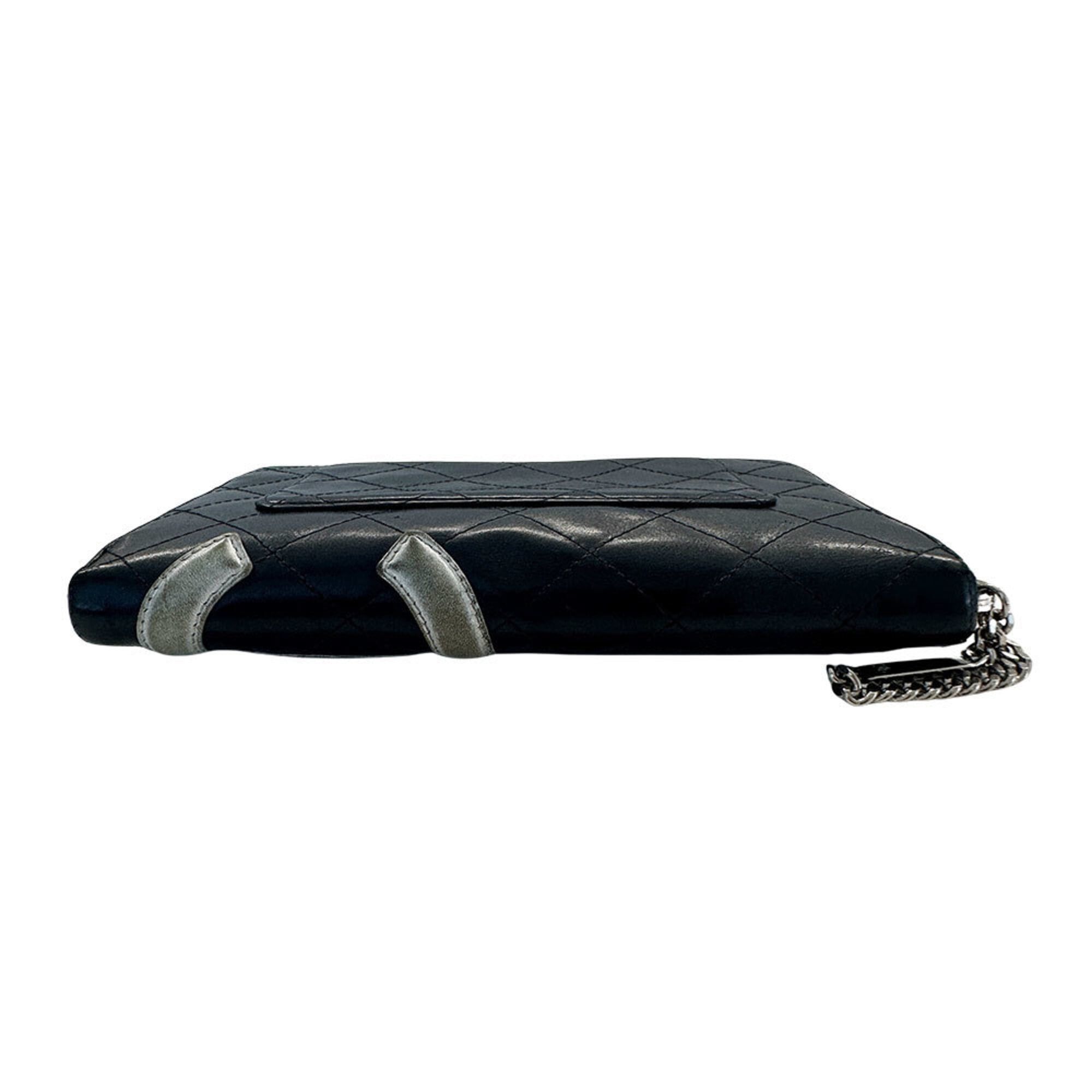 Chanel Chanel Cambon Women's Long Wallet, Lambskin, Black, Silver Size ONE SIZE - 3 Thumbnail