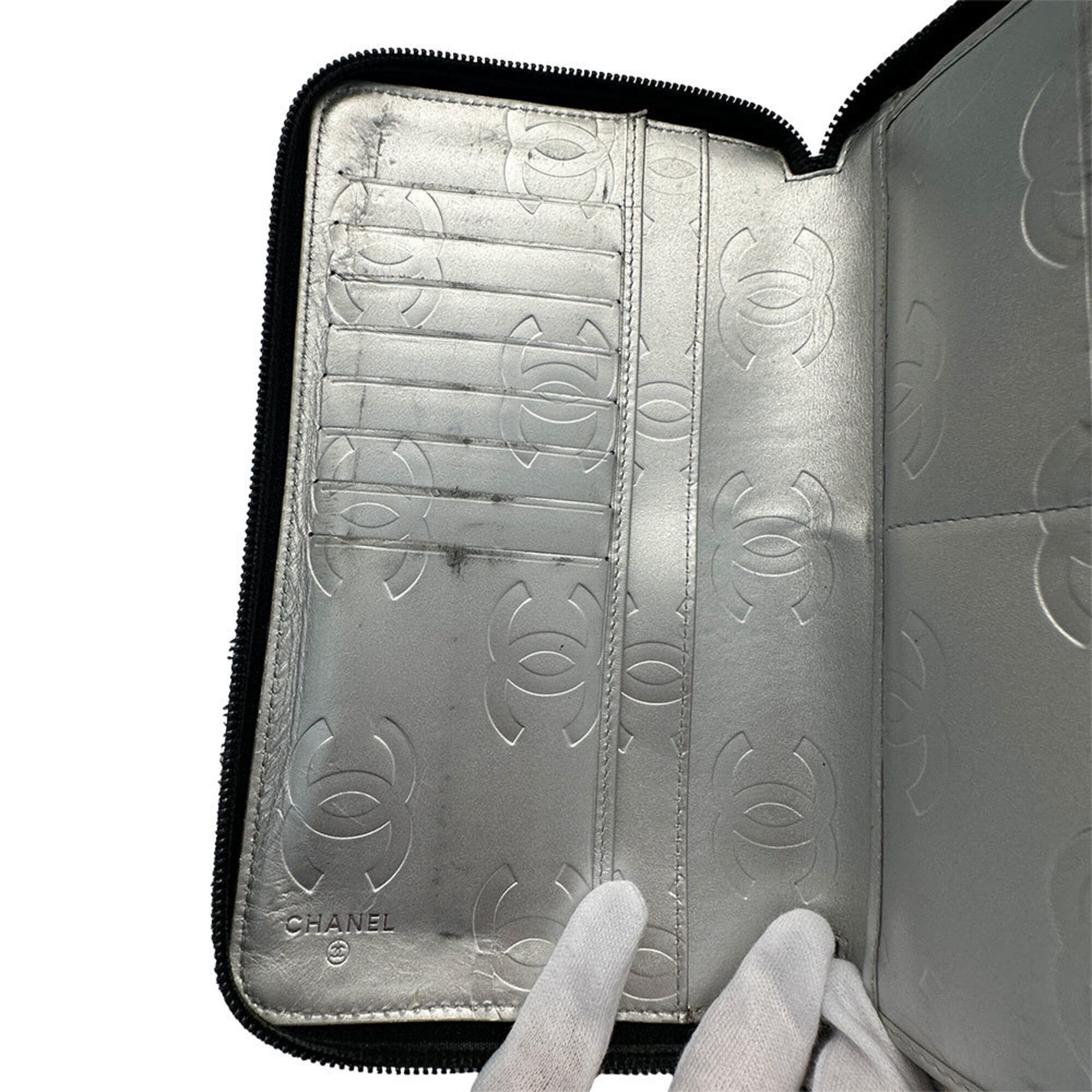 Chanel Chanel Cambon Women's Long Wallet, Lambskin, Black, Silver Size ONE SIZE - 10 Thumbnail