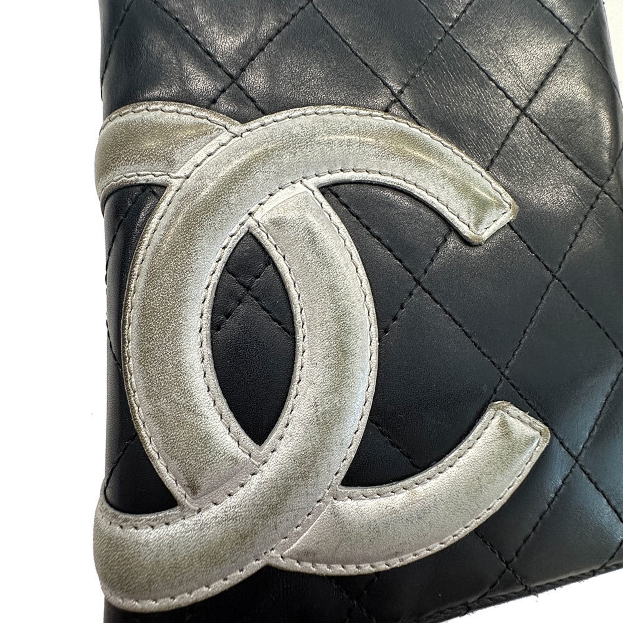 Chanel Chanel Cambon Women's Long Wallet, Lambskin, Black, Silver Size ONE SIZE - 4 Thumbnail