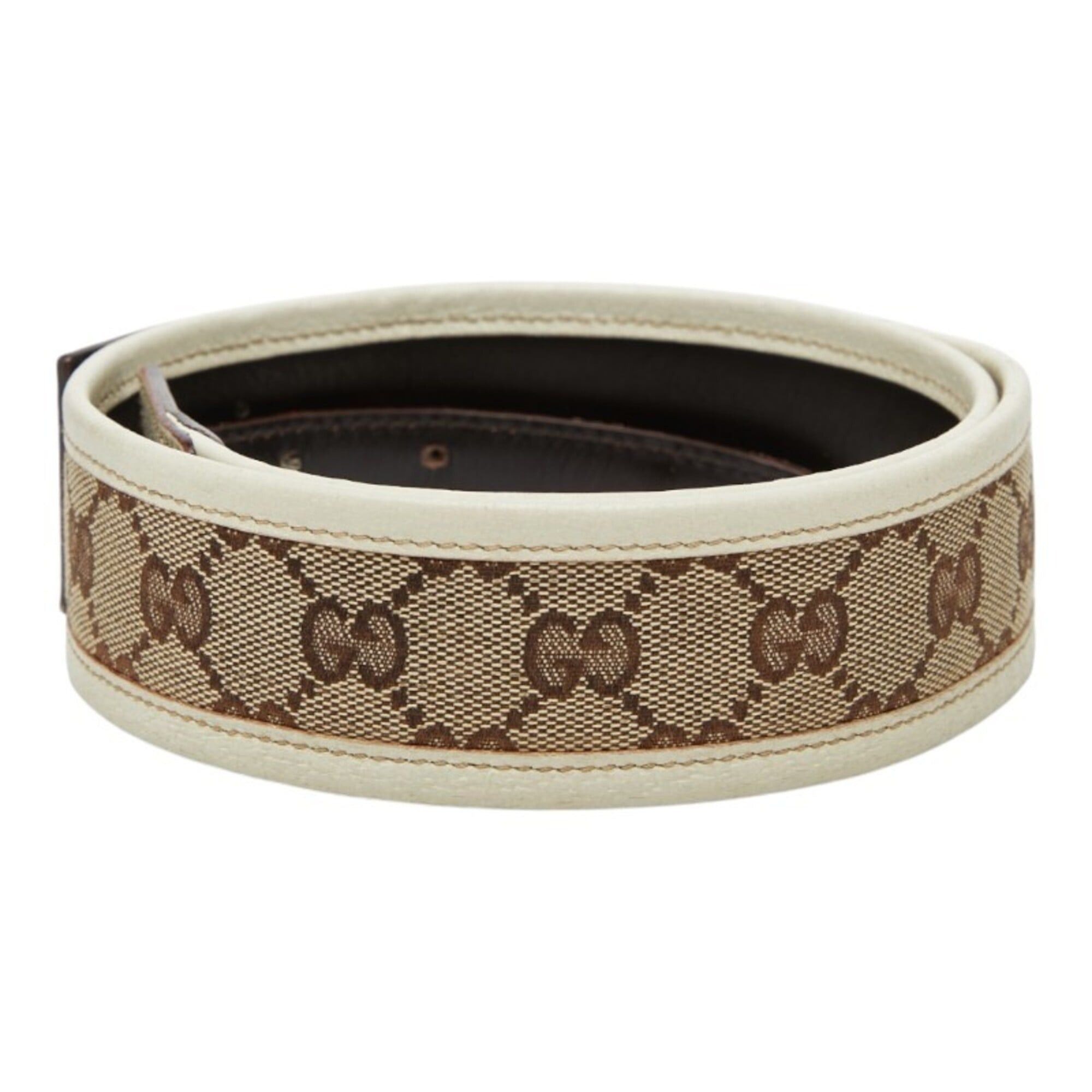 Gucci Gucci GG Canvas Belt, Size: 80 (32), Item No. 144195, Beige/Ivory, Canvas/Leather, Women's, GUCCI Size ONE SIZE - 3 Thumbnail