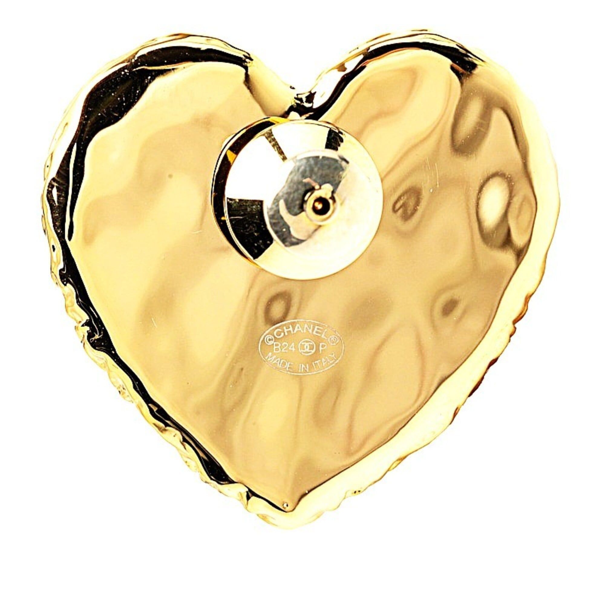Chanel Chanel Coco Mark Heart Pin Brooch Badge Gold Black Plated Enamel Women's CHANEL Size ONE SIZE - 2 Thumbnail