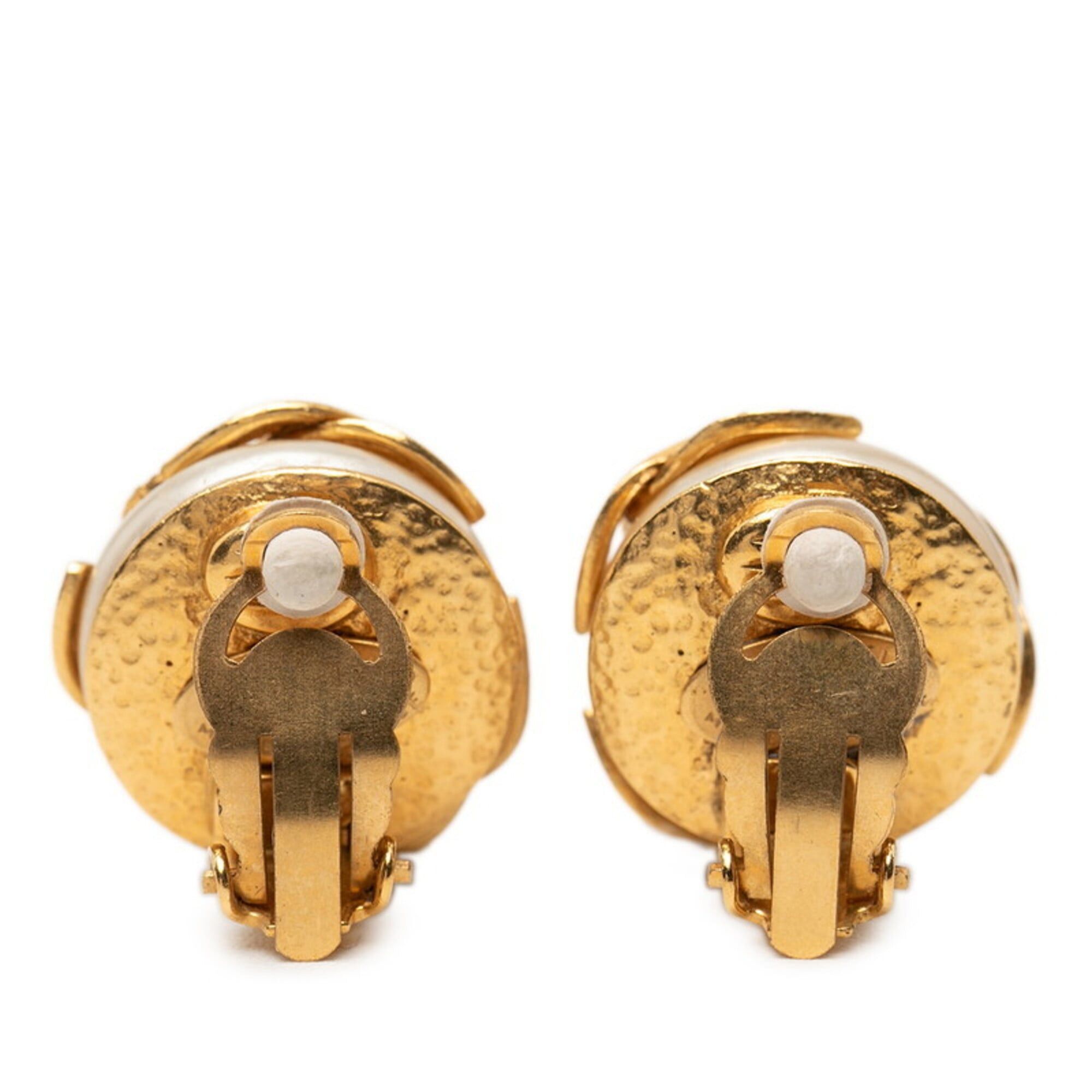Chanel Chanel Coco Mark Triple Earrings, 94A Stamp, Vintage Gold Plated, Faux Pearl, Women's CHANEL Size ONE SIZE - 2 Thumbnail