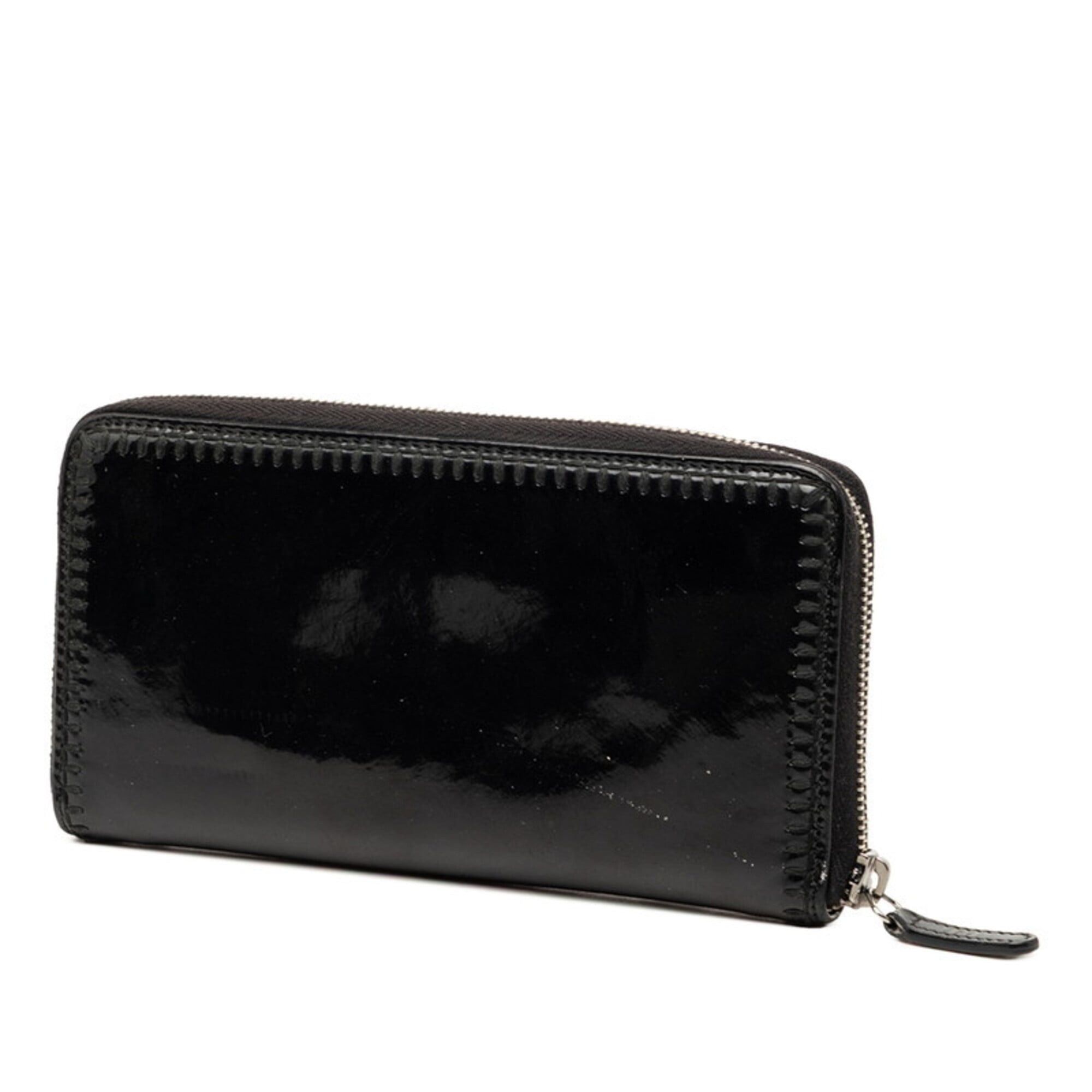 Chanel Chanel Coco Mark Round Zipper Long Wallet, Black Patent Leather, Women's CHANEL Size ONE SIZE - 2 Thumbnail
